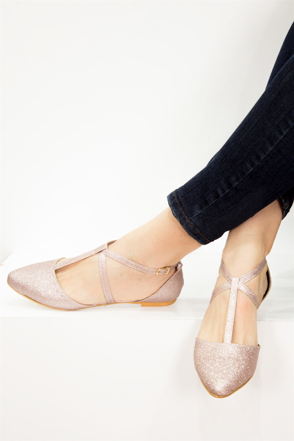 Fox Shoes Pudra Kadın Babet D726537346
