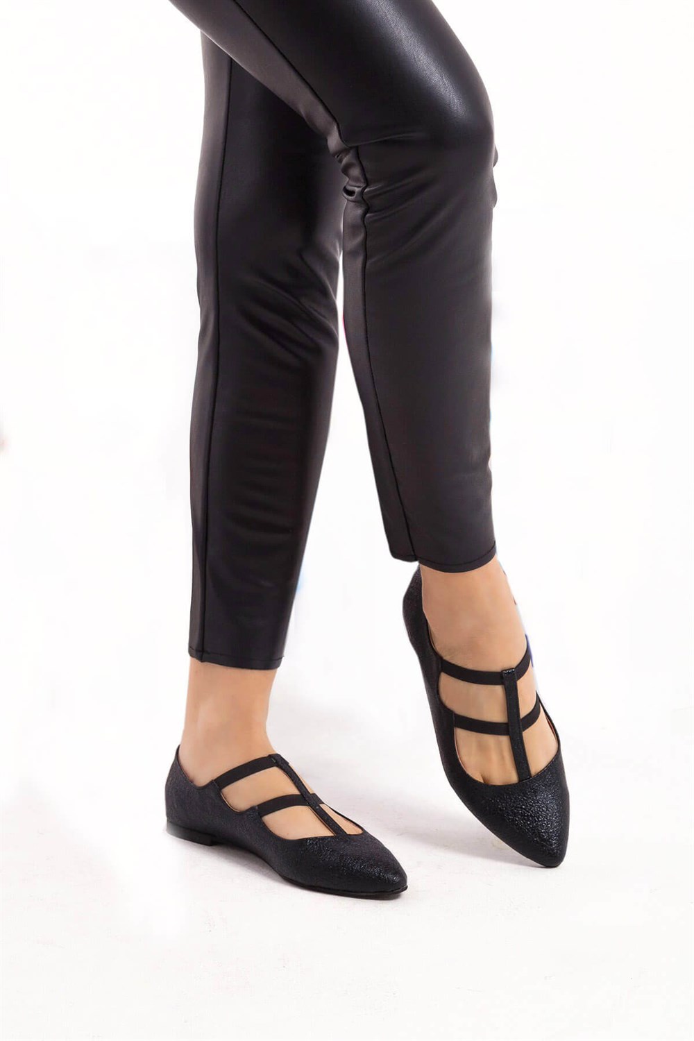 Fox Shoes Siyah Kadın Babet D430329614