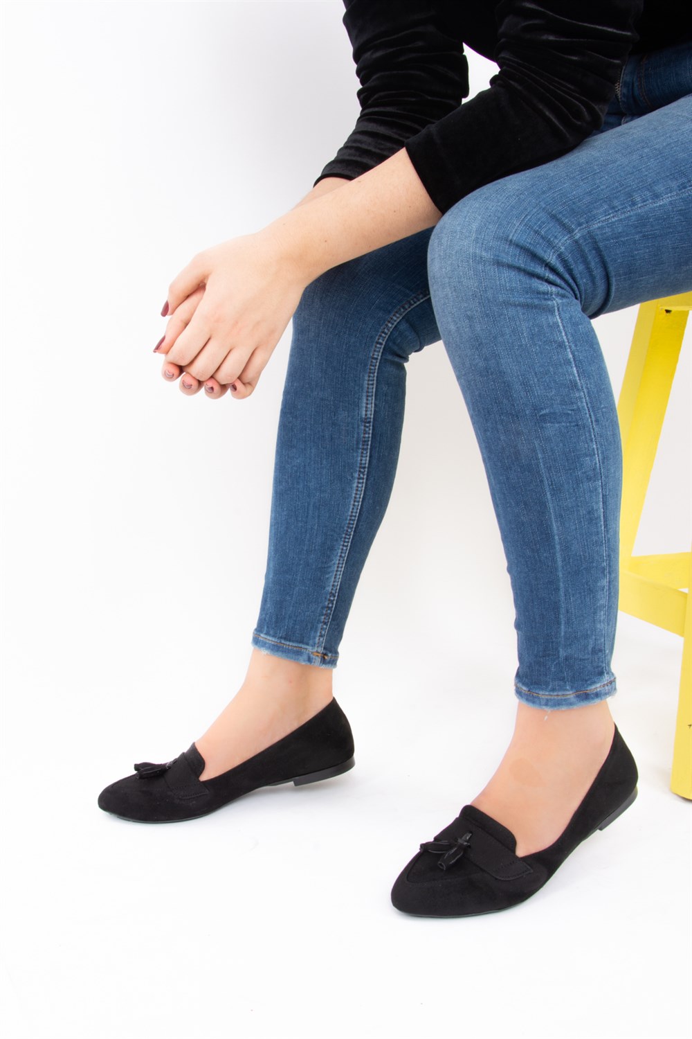 Fox Shoes Siyah Kadın Babet F290010302