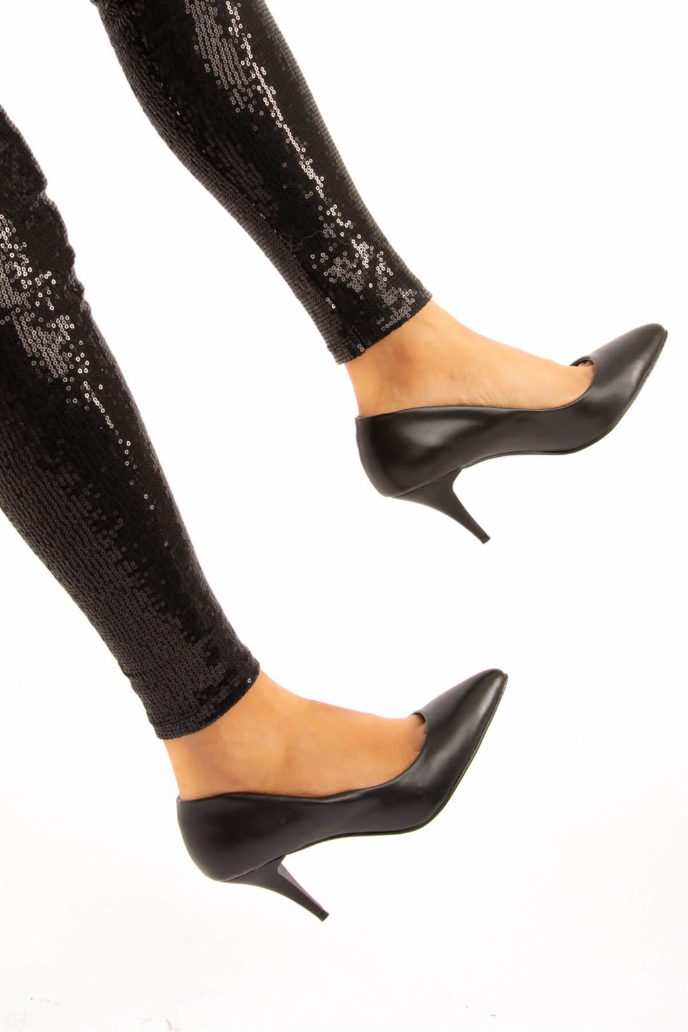 Fox Shoes Siyah Suni Deri Kadın Topuklu Ayakkabı E340110009