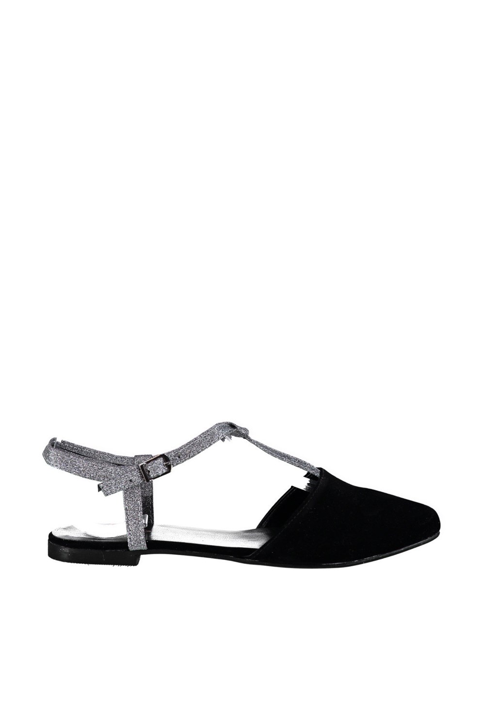 Fox Shoes Siyah/Platin Kadın Babet D726046702