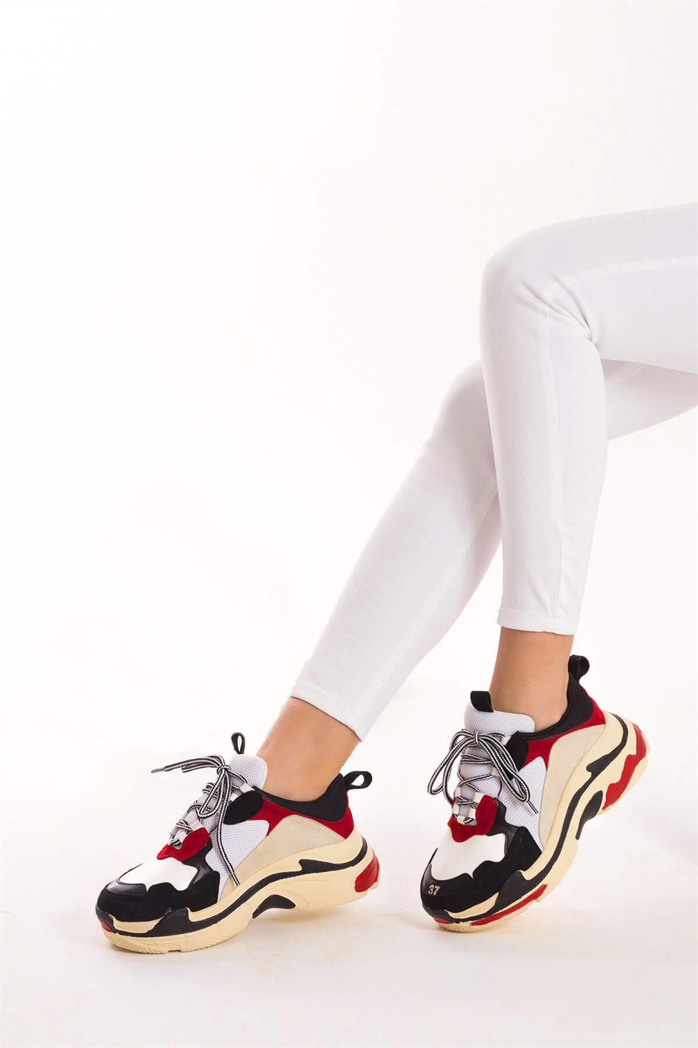 Fox Shoes Siyah/Siyah/Beyaz Kadın Sneakers D592410102