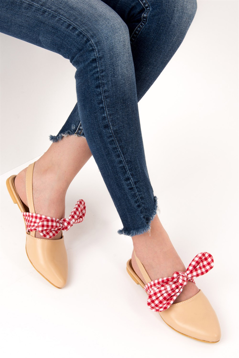 Fox Shoes Ten/Kırmızı Kadın Babet D726603009