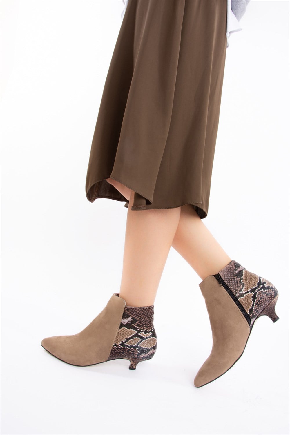 Fox Shoes Vizon Yılan Kadın Bot E860001002