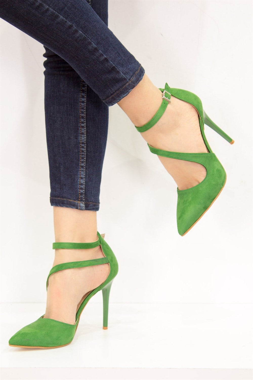 Fox Shoes Yeşil Kadın Topuklu Ayakkabı D340089702