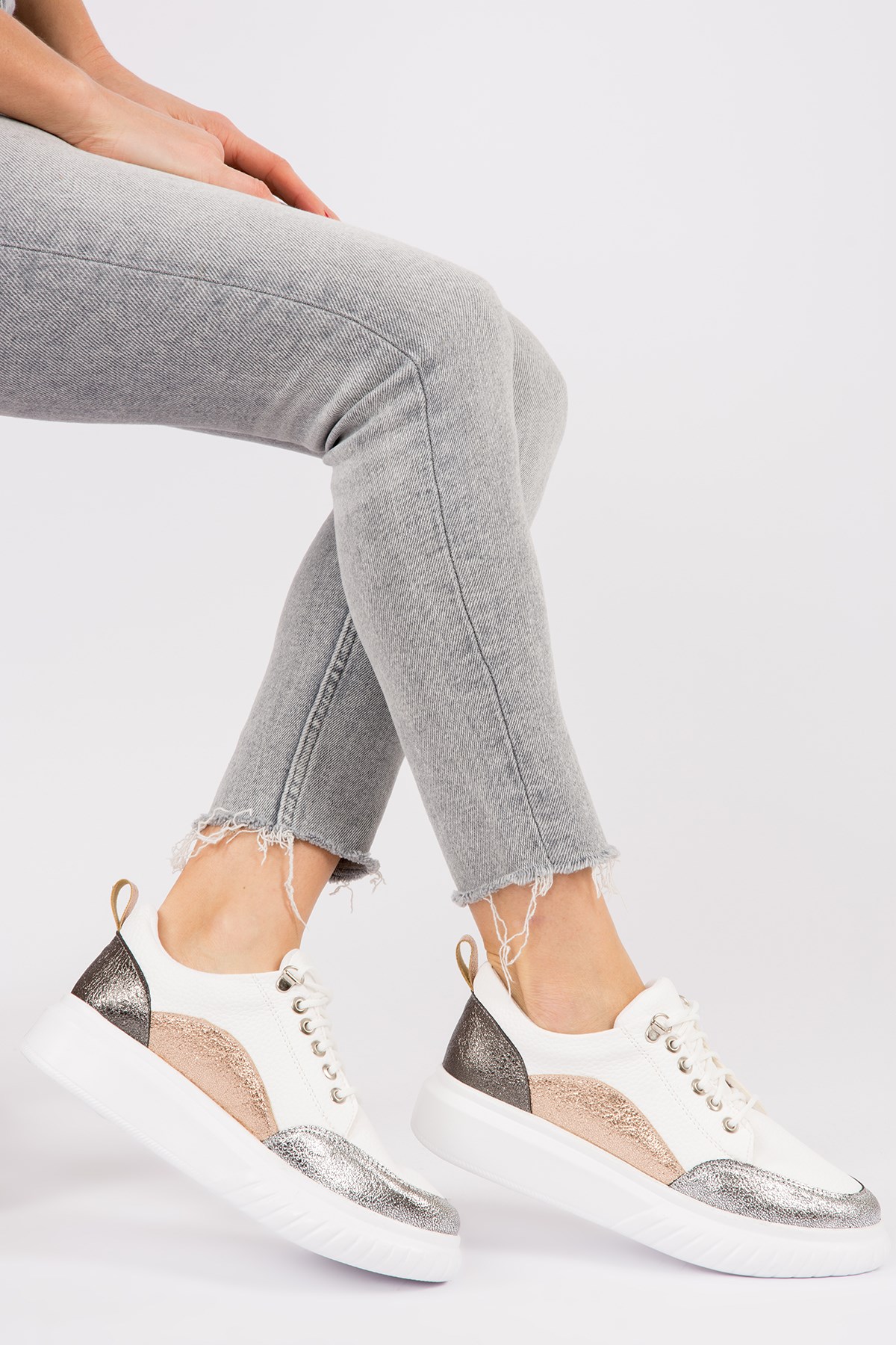 Gümüş/Bakır/Platin Kadın Sneakers H973306009