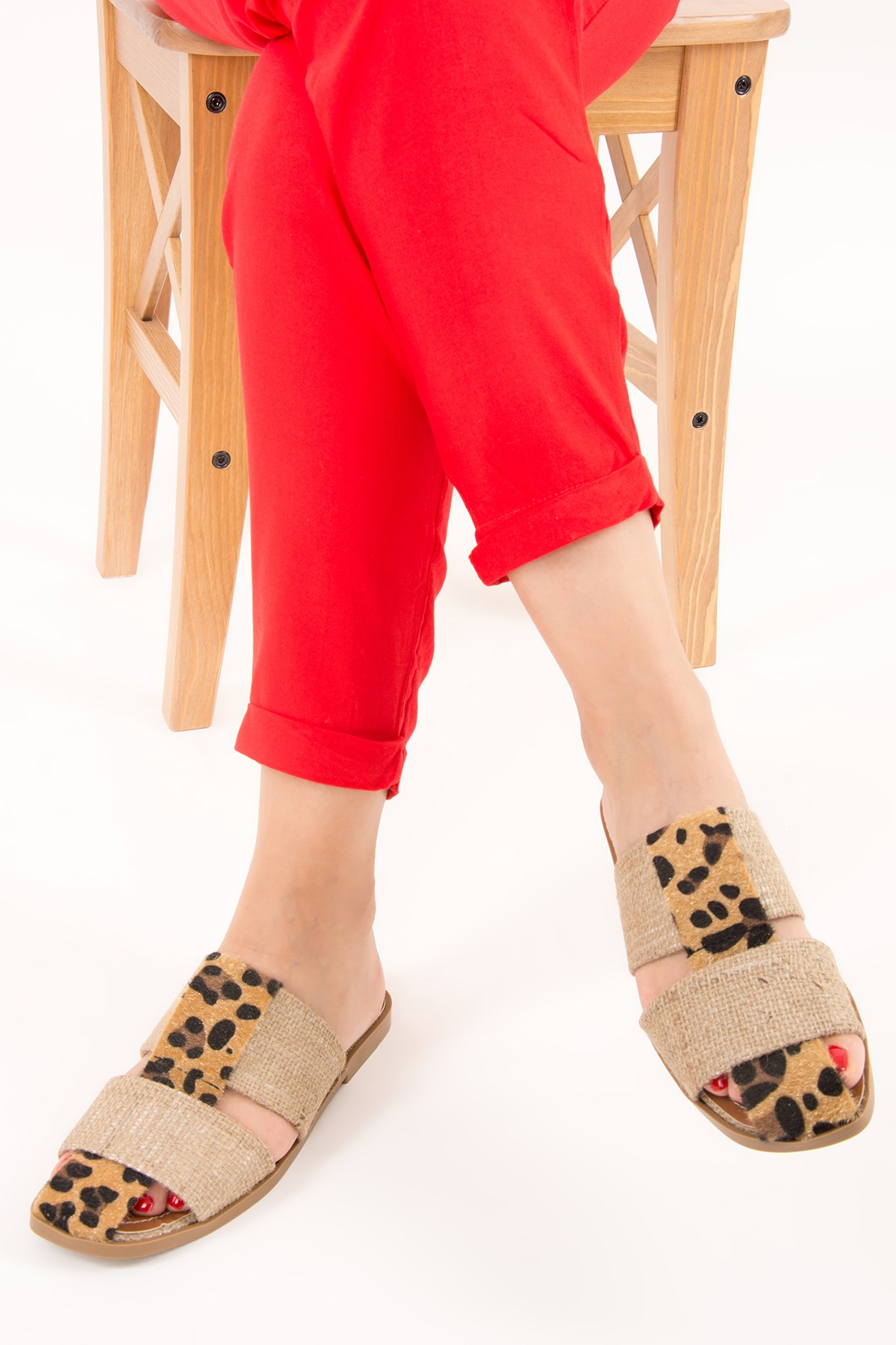 Leopar/Bej Kadın Terlik F807096517