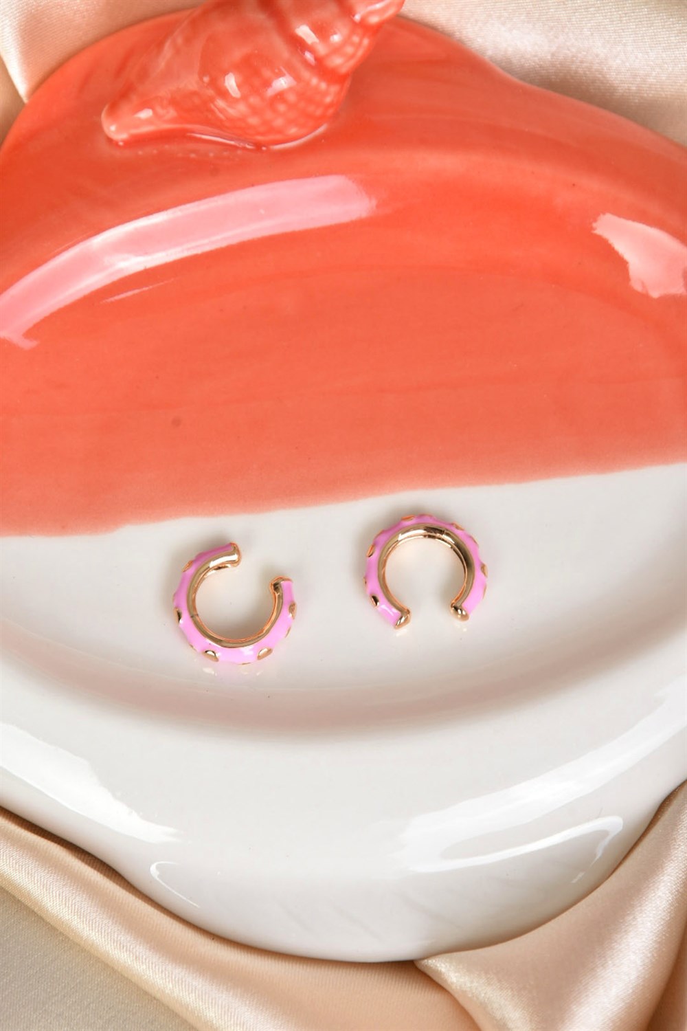 Pembe Mineli Kıkırdak Küpe KA041057