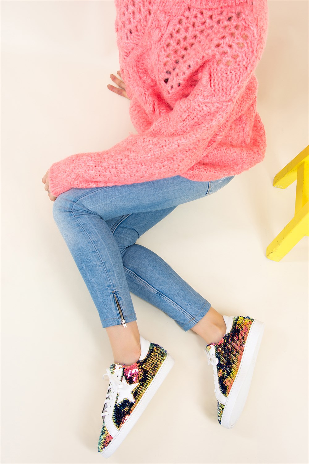 Pembe/Beyaz Kadın Sneakers F615673040