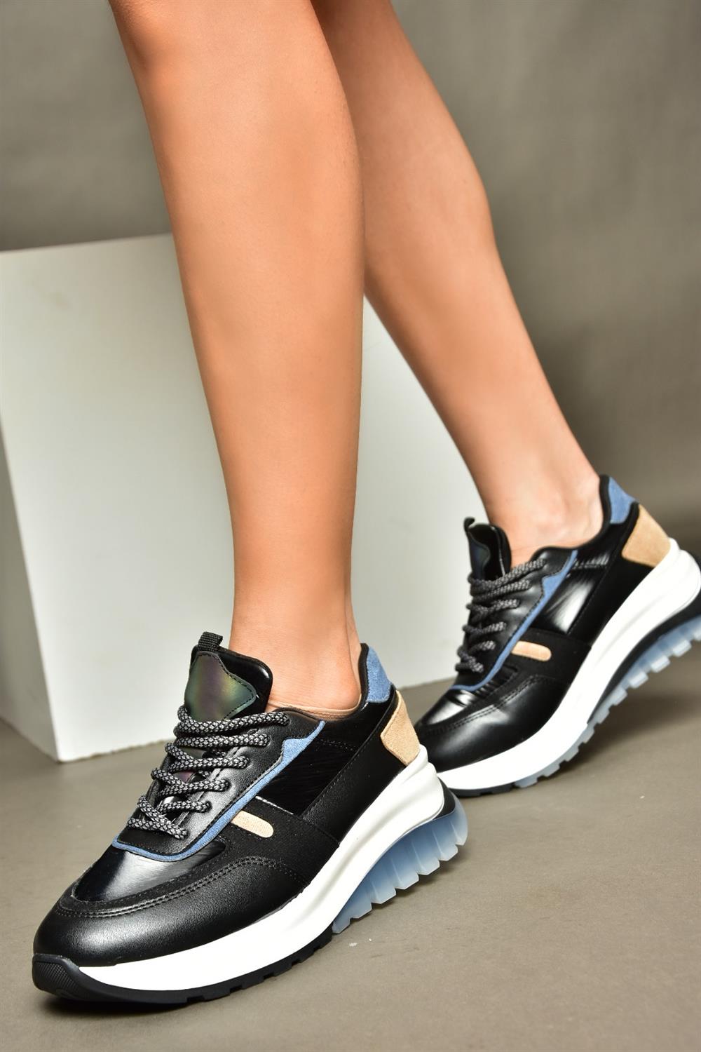 R312911909 Siyah Kadın Spor Ayakkabı Sneakers