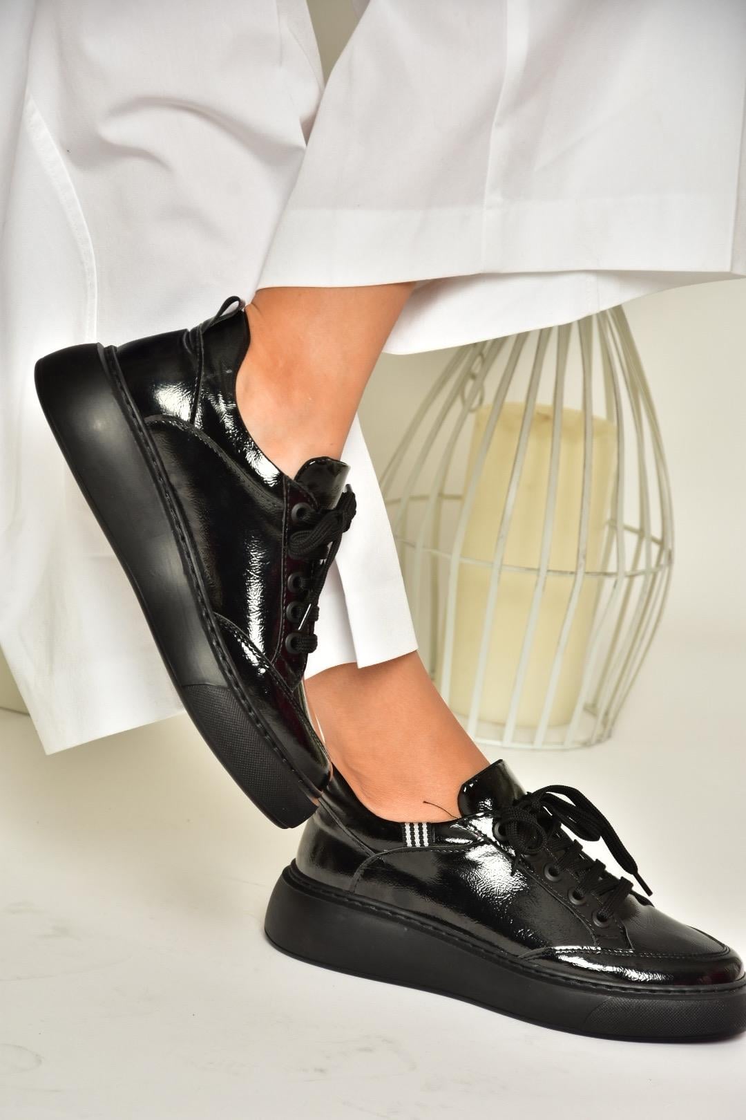 S274048408 Siyah Rugan Kadın Spor Ayakkabı Sneakers