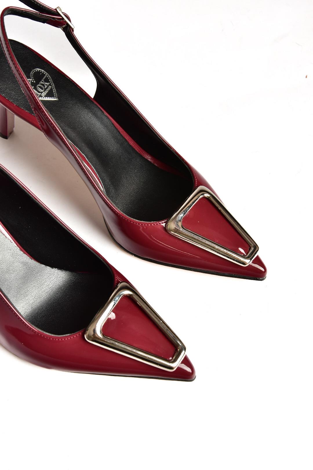 S654072908 Bordo Rugan İnce Topuklu Kadın Ayakkabı