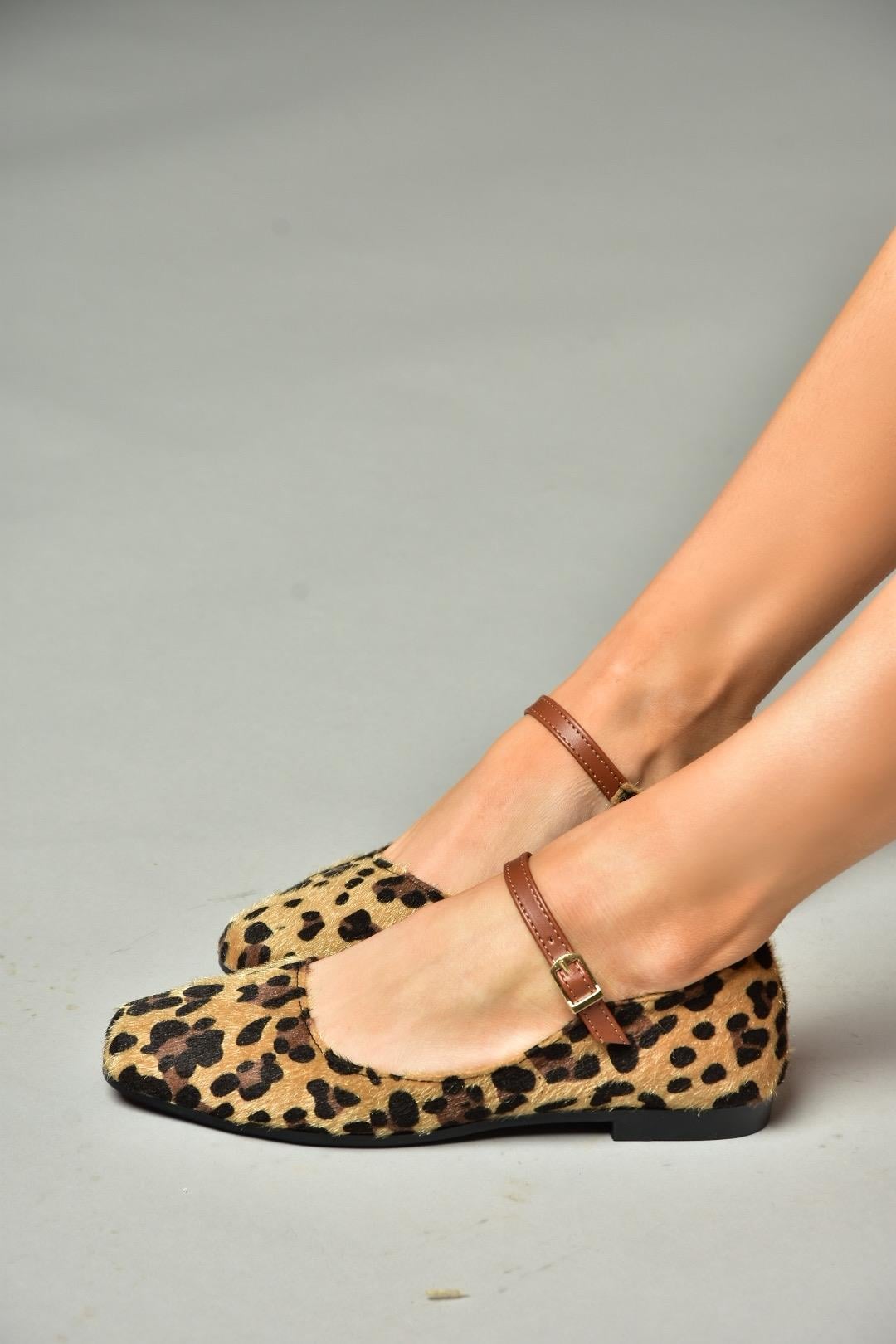 S726252502 Leopar Süet Kadın Babet