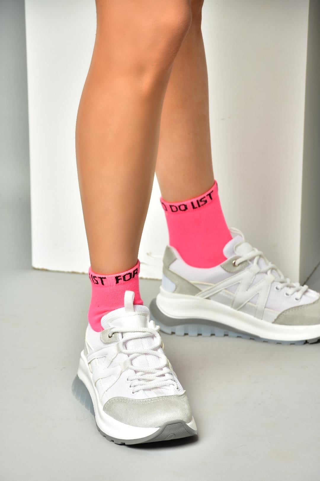 S973113002 Beyaz Süet Kadın Spor Ayakkabı Sneakers