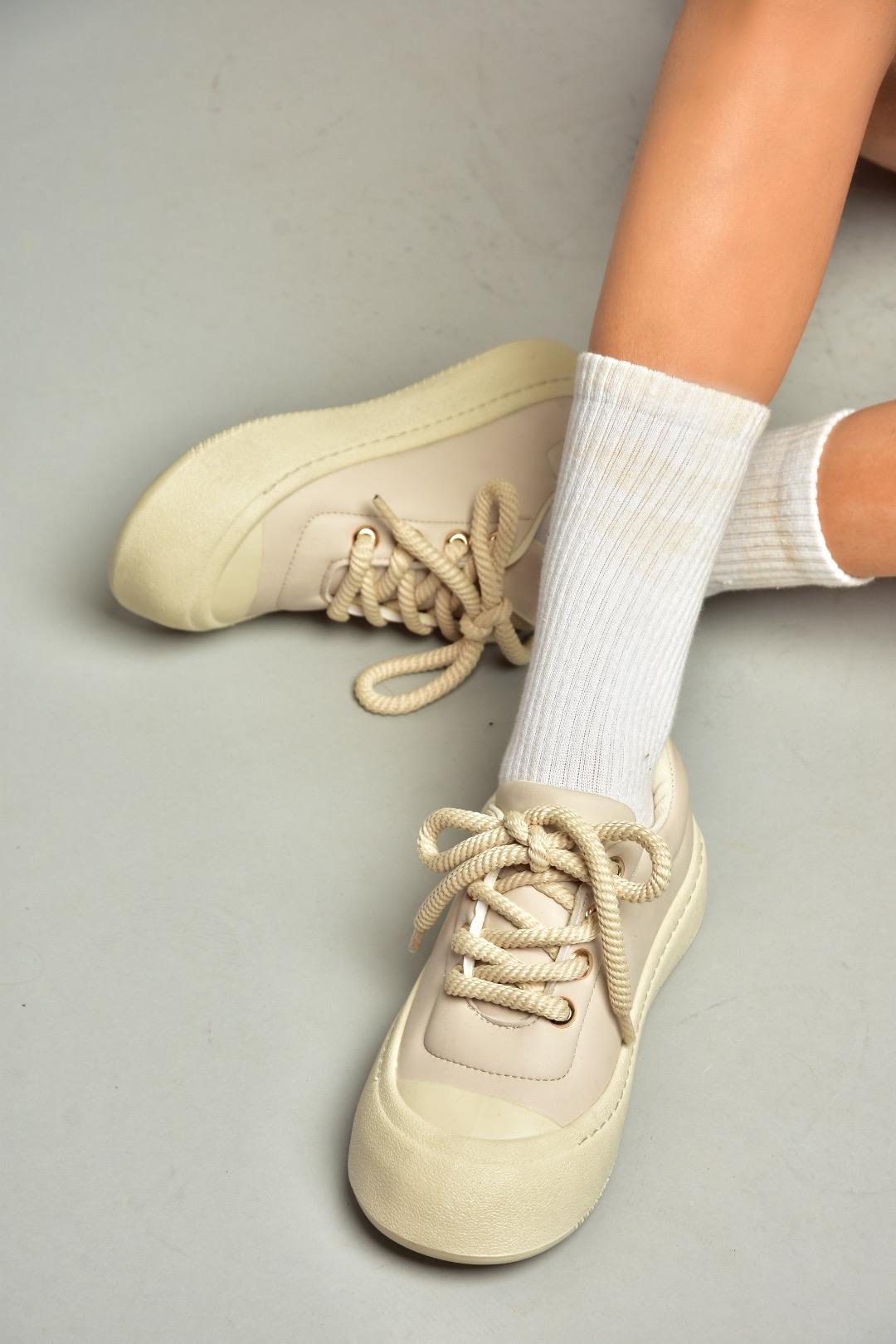 S973702509 Bej Kadın Spor Ayakkabı Sneakers