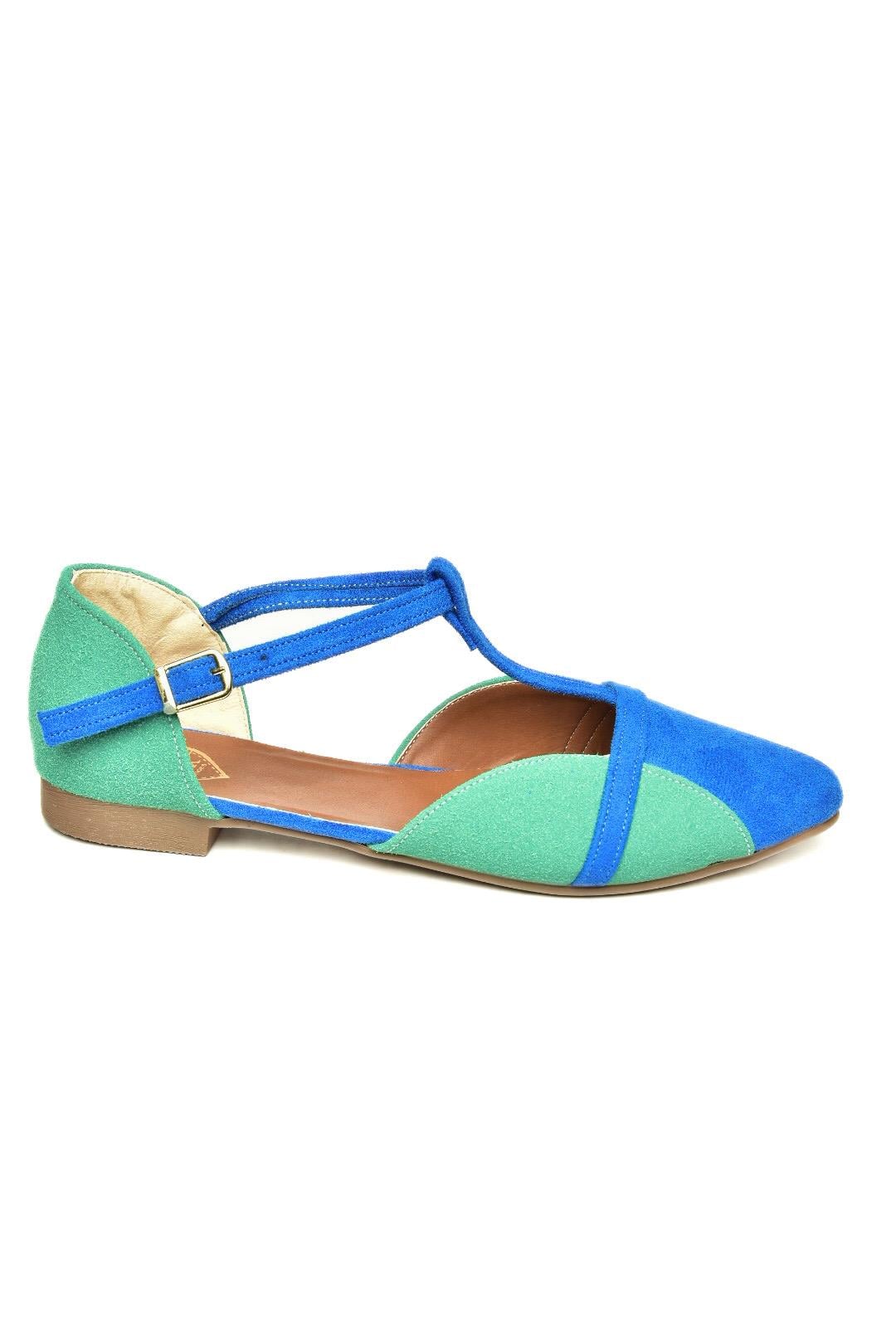 Fox Shoes Saks Mavi/Su Yeşili Kadın Babet B726881802