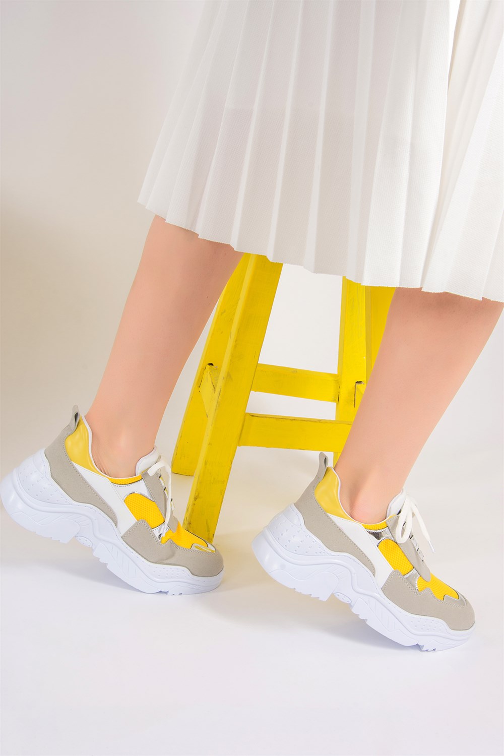 Sarı Fileli Kadın Sneakers F583002909