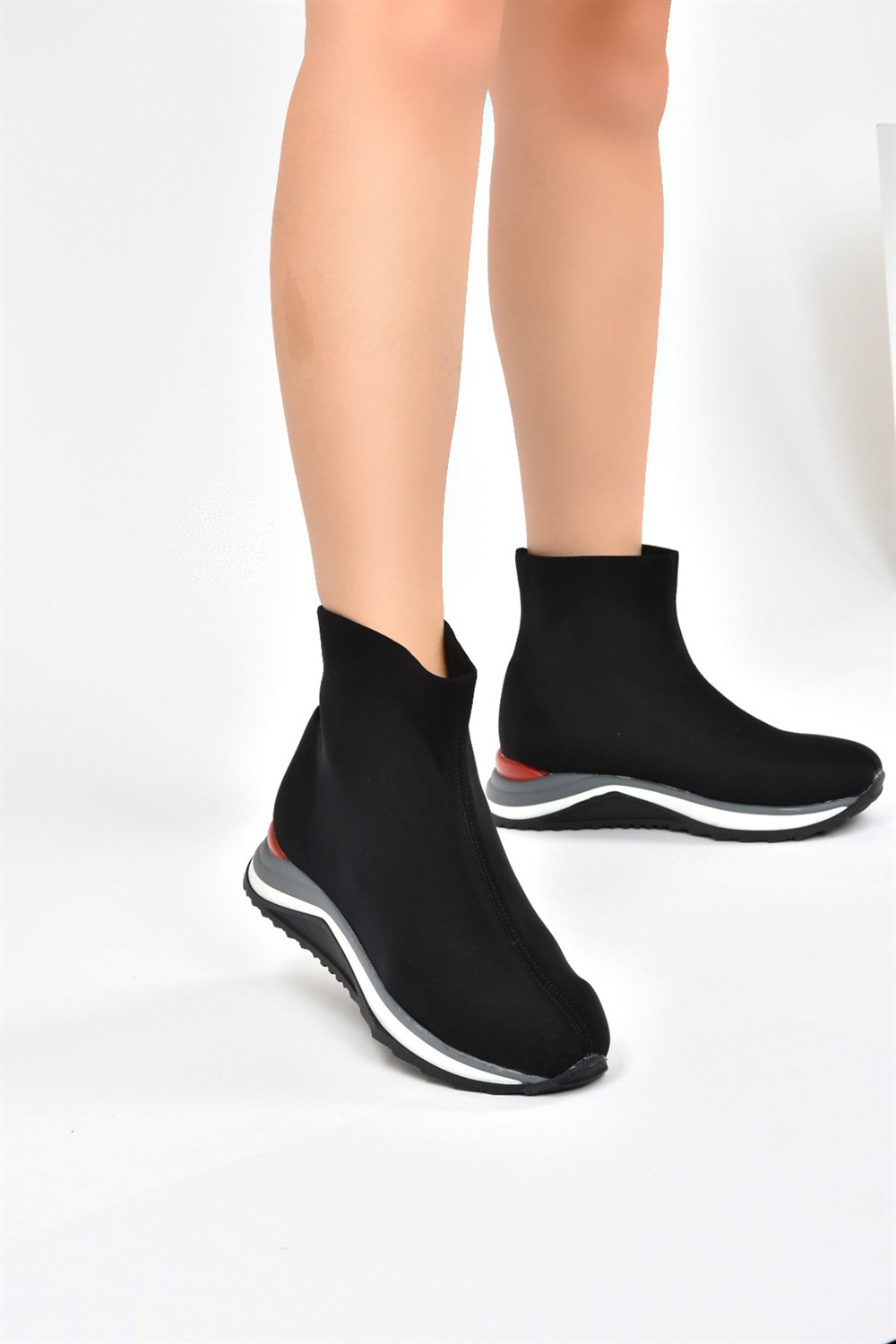 Siyah Kumaş Çorap Formlu Kadın Bot L288211204