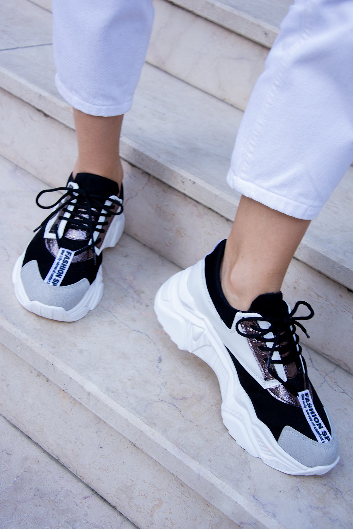 Siyah/Gri/Platin Kadın Sneakers H328828002