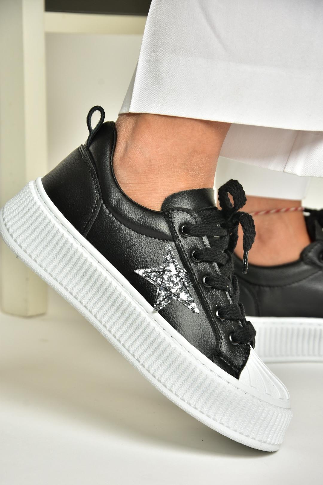 T328681909 Siyah Kadın Spor Ayakkabı Sneakers