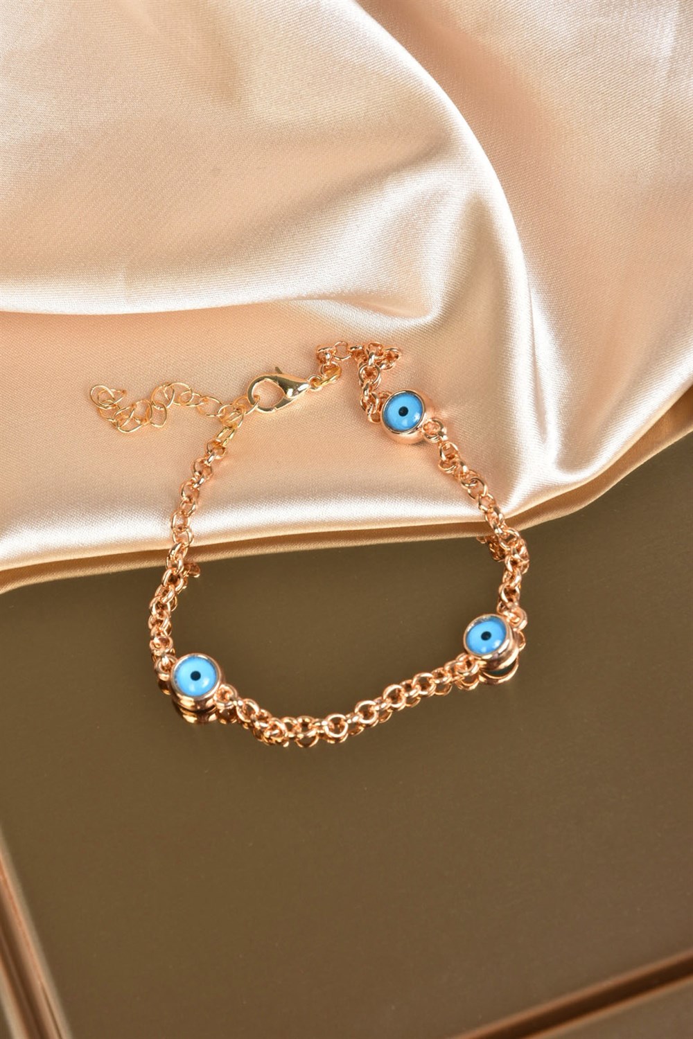 Top Nazar Boncuklu Altın Zincir Halhal KA021107