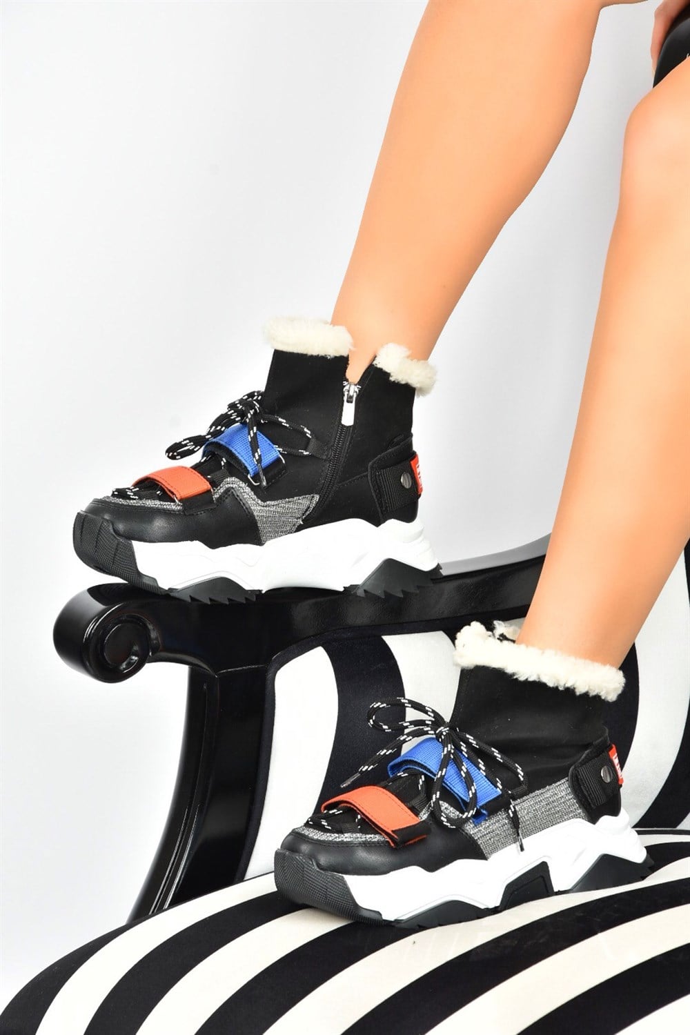 Turuncu/Siyah Yüksek Taban Bilek Boy Kadın Sneakers L445776009