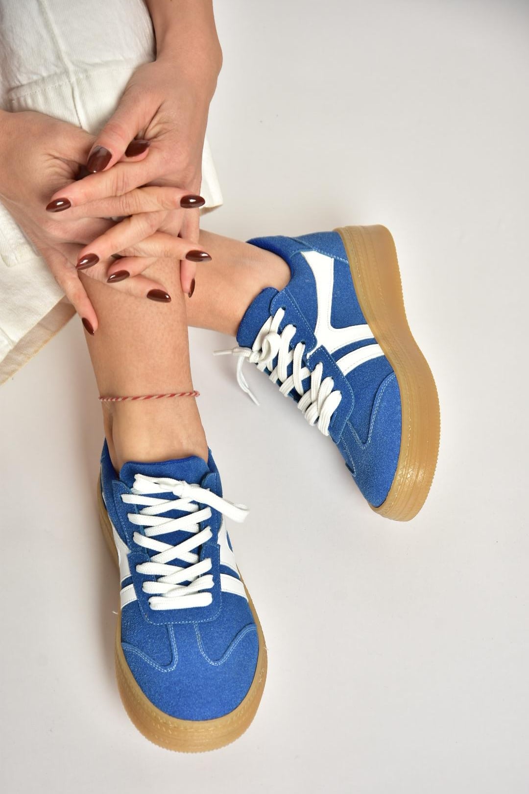 U274431102 Mavi Süet Spor Ayakkabı Sneakers