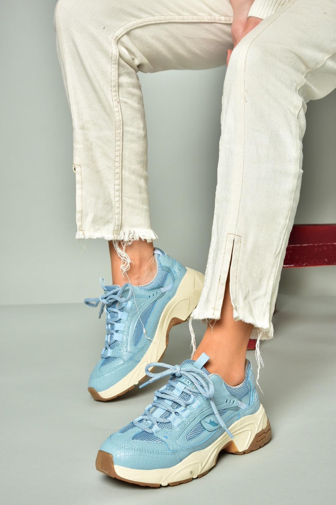 U312414209 Mavi Kalın Tabanlı Spor Ayakkabı Sneakers
