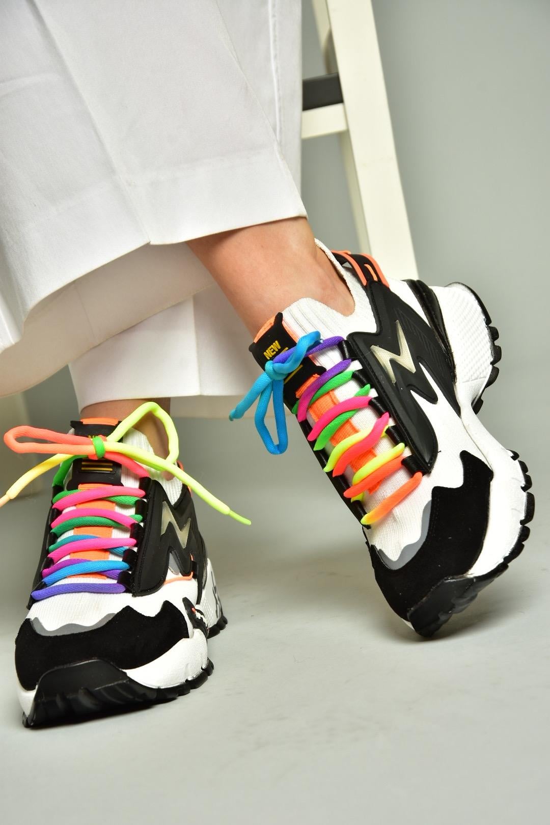 U602602502 Siyah/Beyaz Süet Kadın Spor Ayakkabı Sneakers