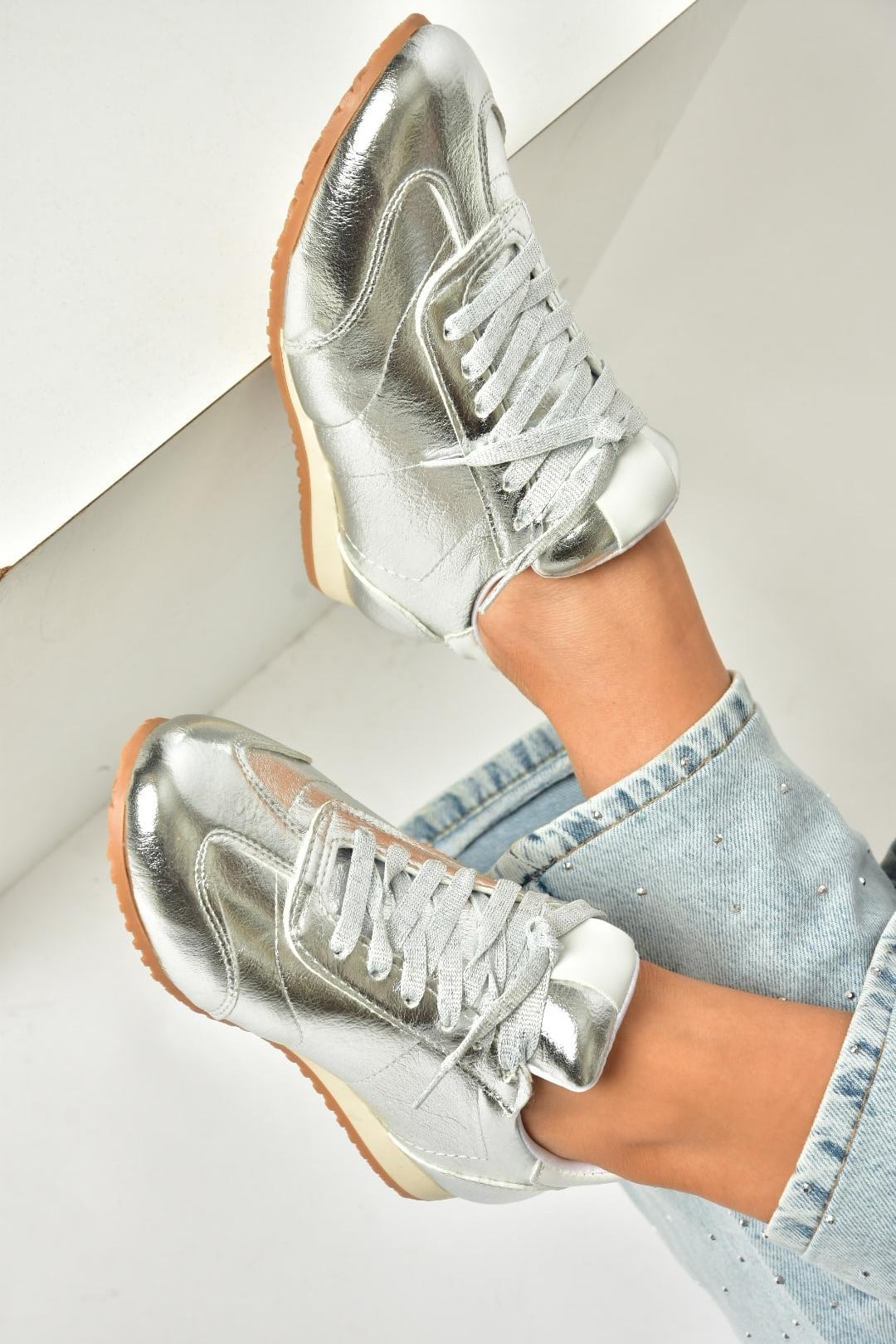 U820730409 Gümüş Spor Ayakkabı Sneakers