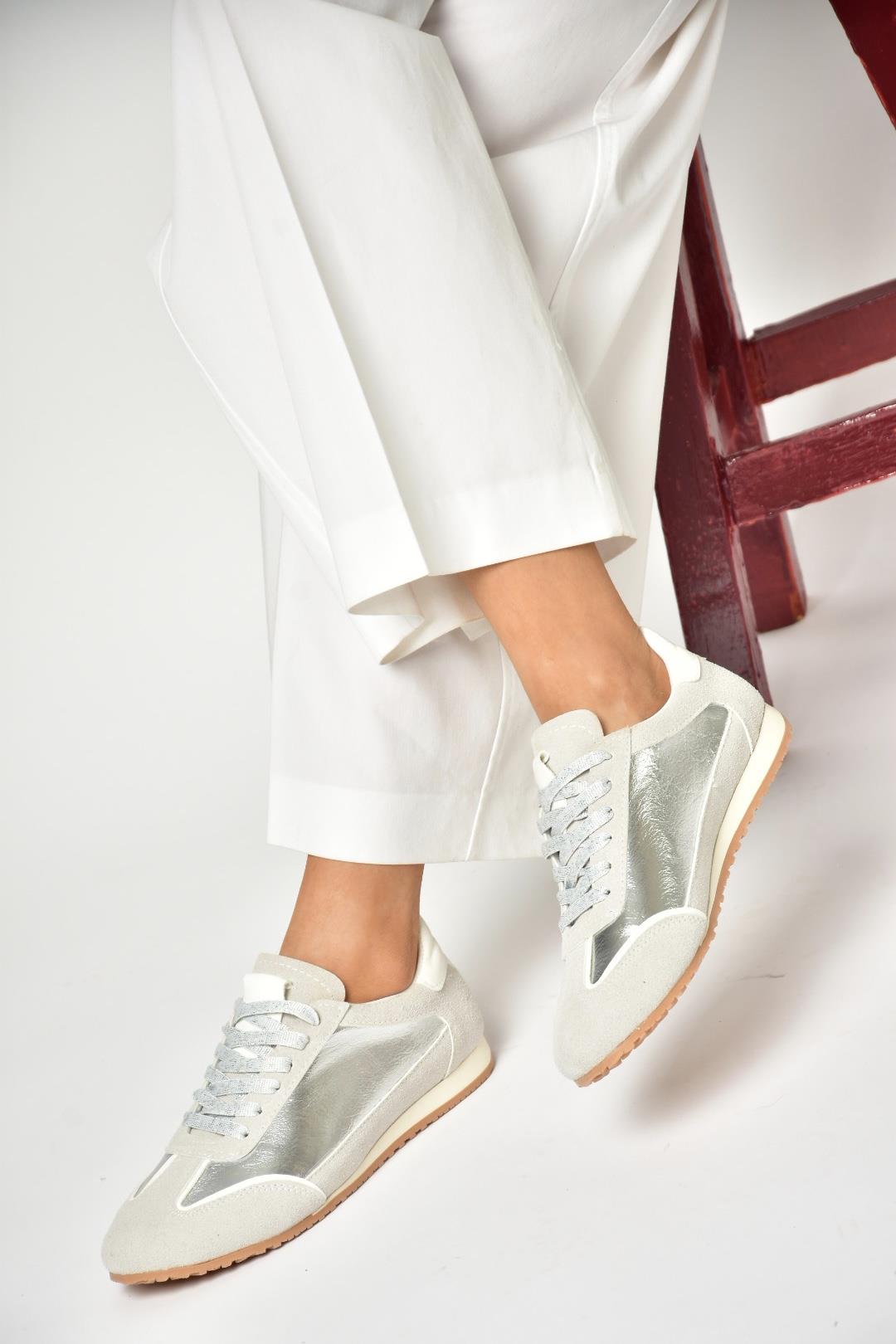 U820730509 Gümüş Kadın Spor Ayakkabı Sneakers