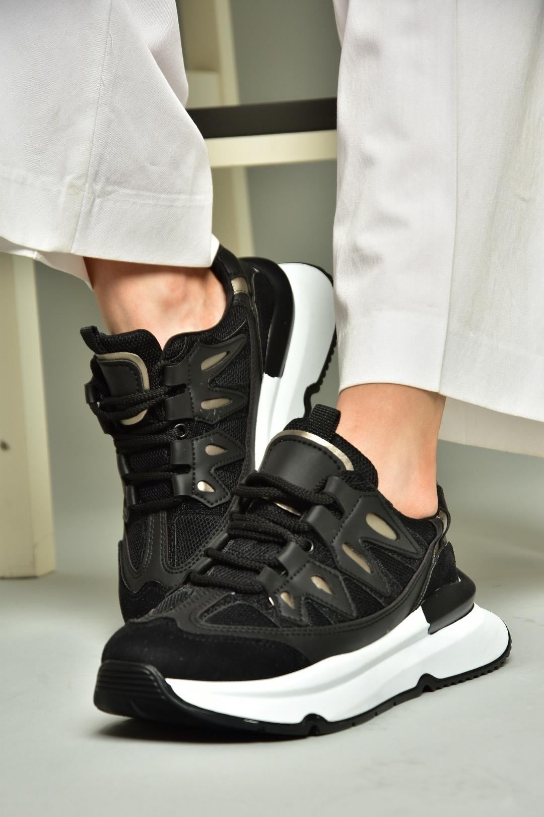 U973501004 Siyah Kumaş Spor Ayakkabı Sneakers