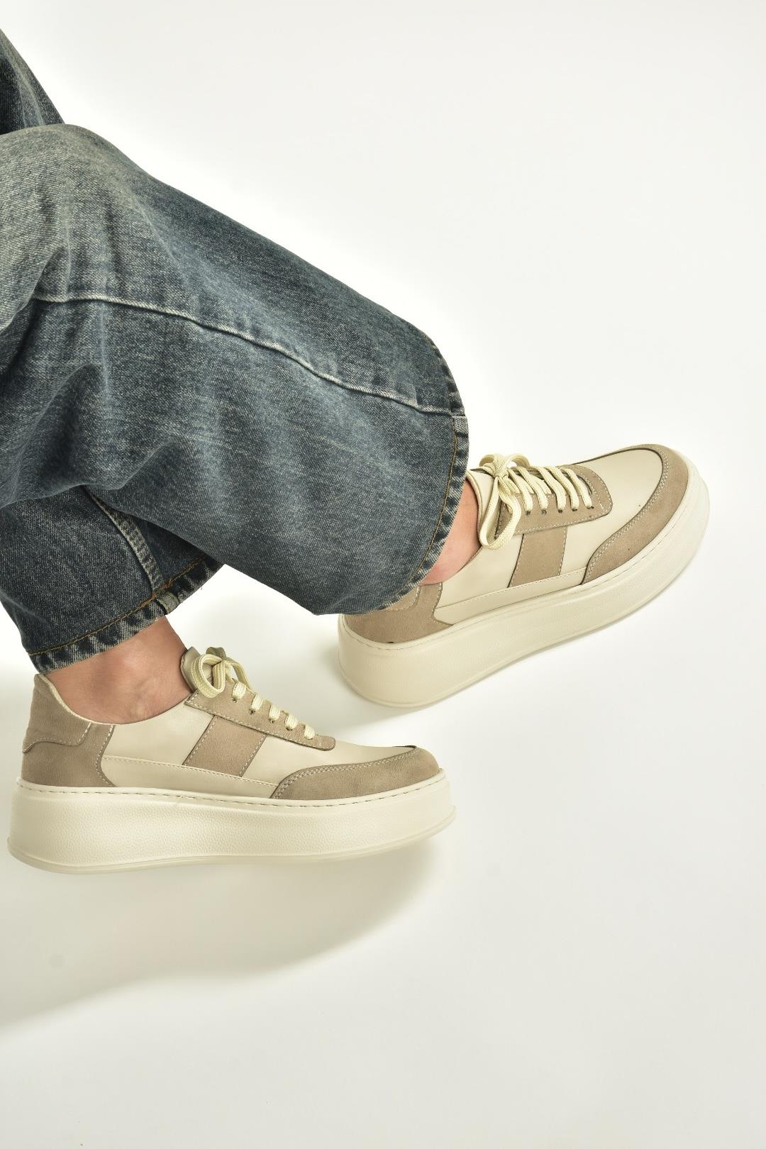 V274949109 Bej Kalın Tabanlı Spor Ayakkabı Sneakers