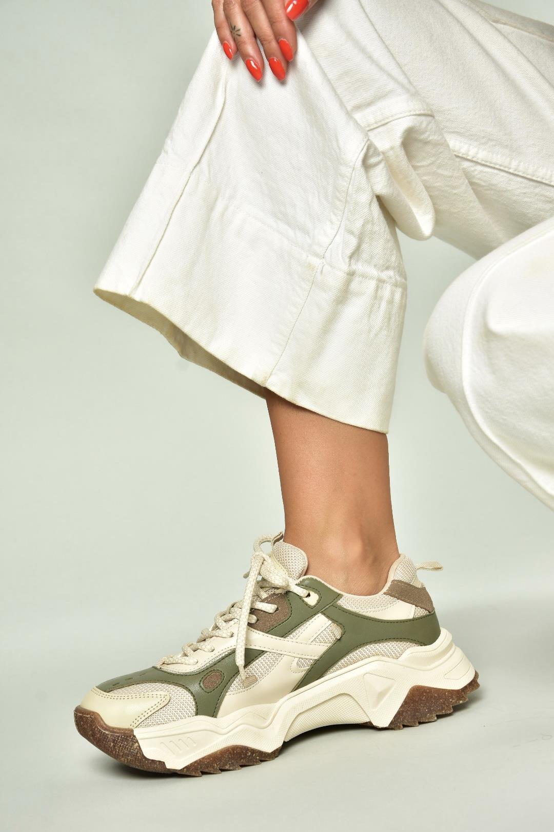 V312613509 Haki/Bej Spor Ayakkabı Sneakers