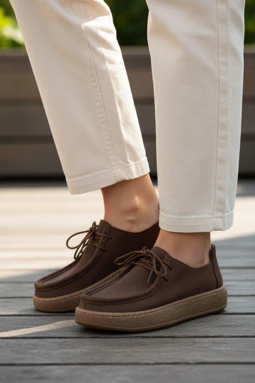 V944092701 Kahverengi Hakiki Deri Nubuk Günlük Ayakkabı