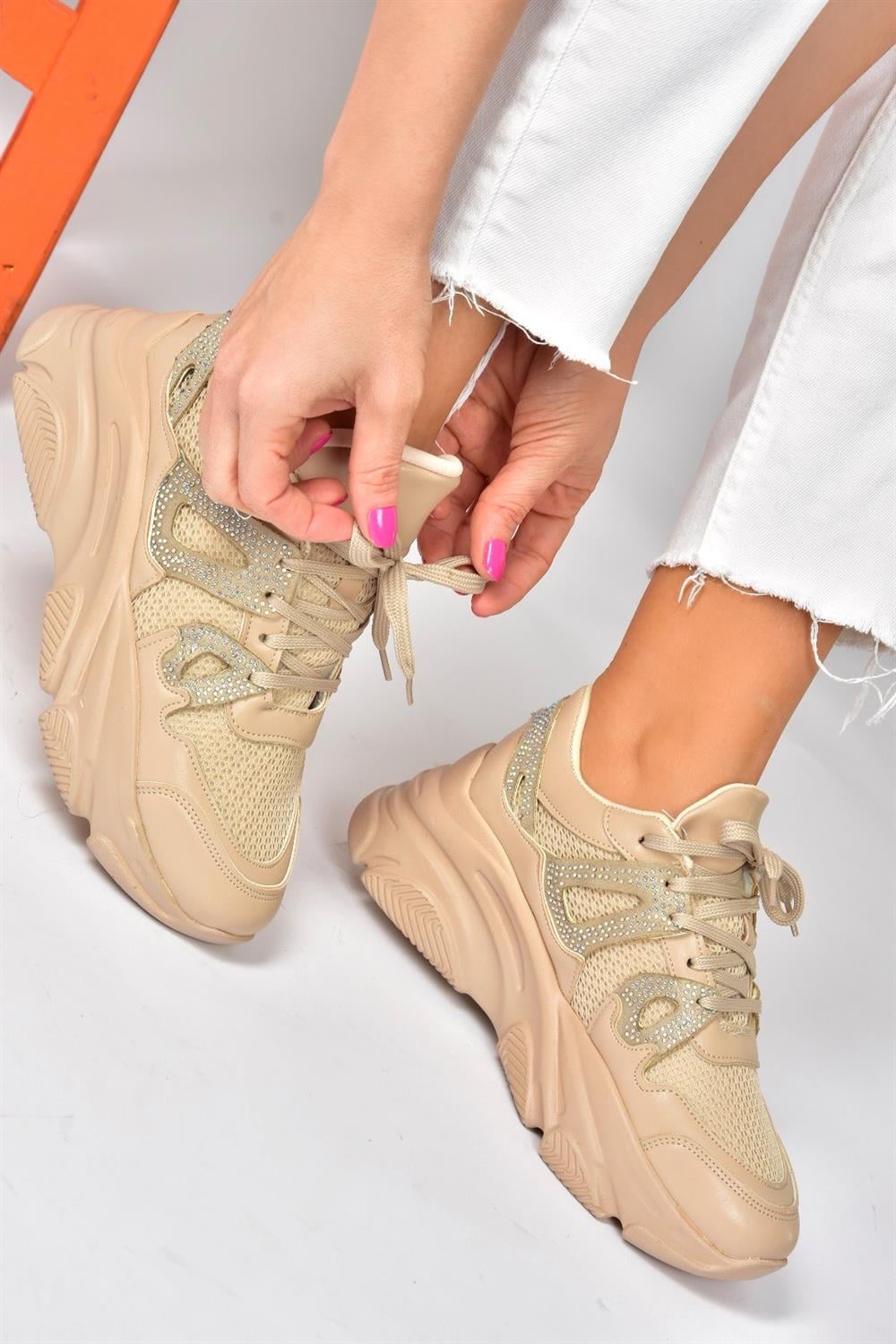 Vizon Kalın Tabanlı Sneakers Spor Ayakkabı P973016509