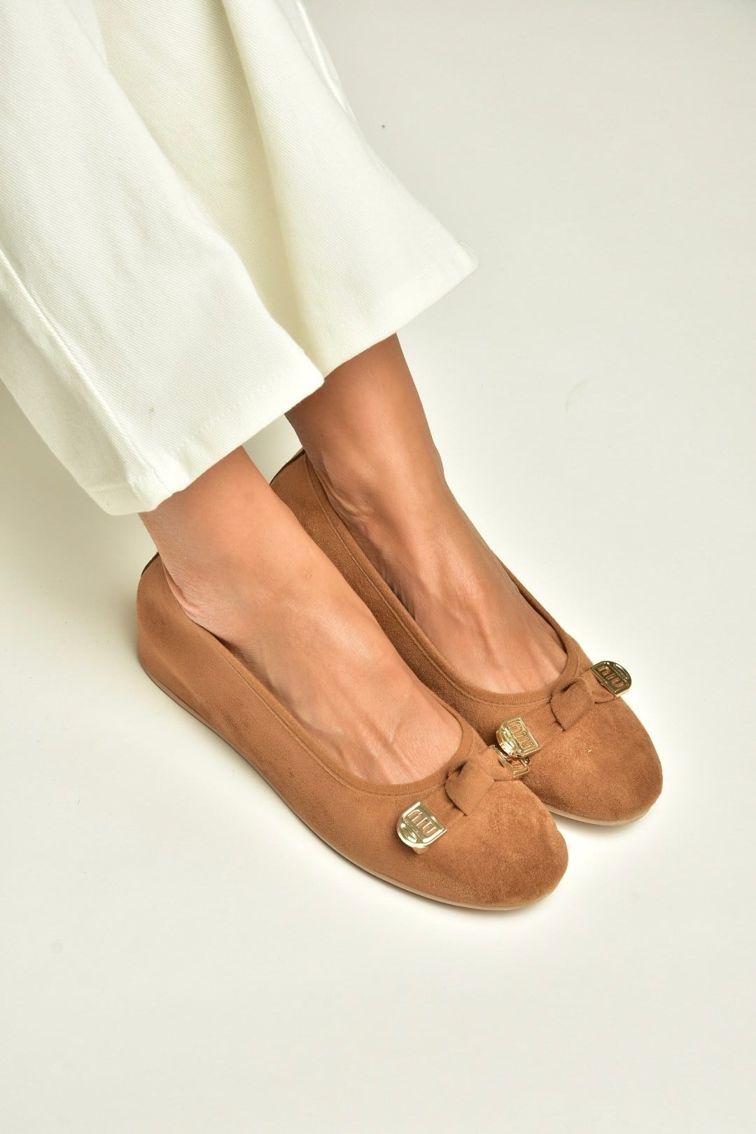 Y250750702 Taba Süet Alçak Dolgu Tabanlı Kadın Ayakkabı