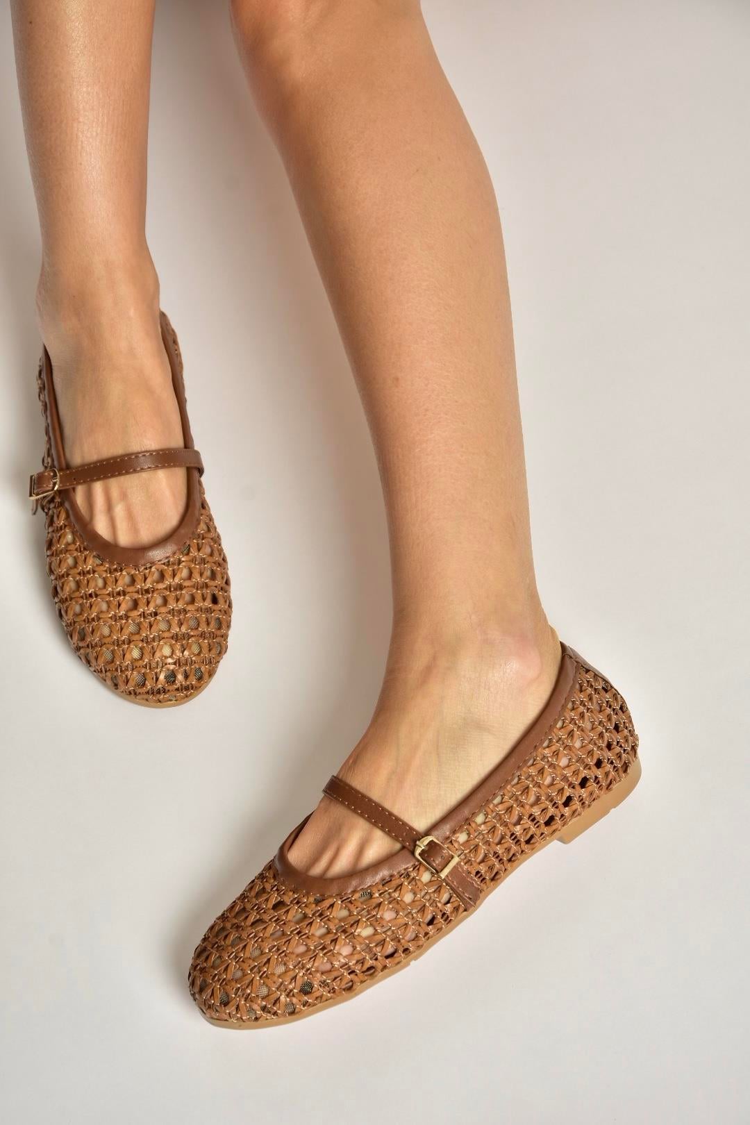 Y267272709 Taba Örgü File Görünümlü Kadın Babet