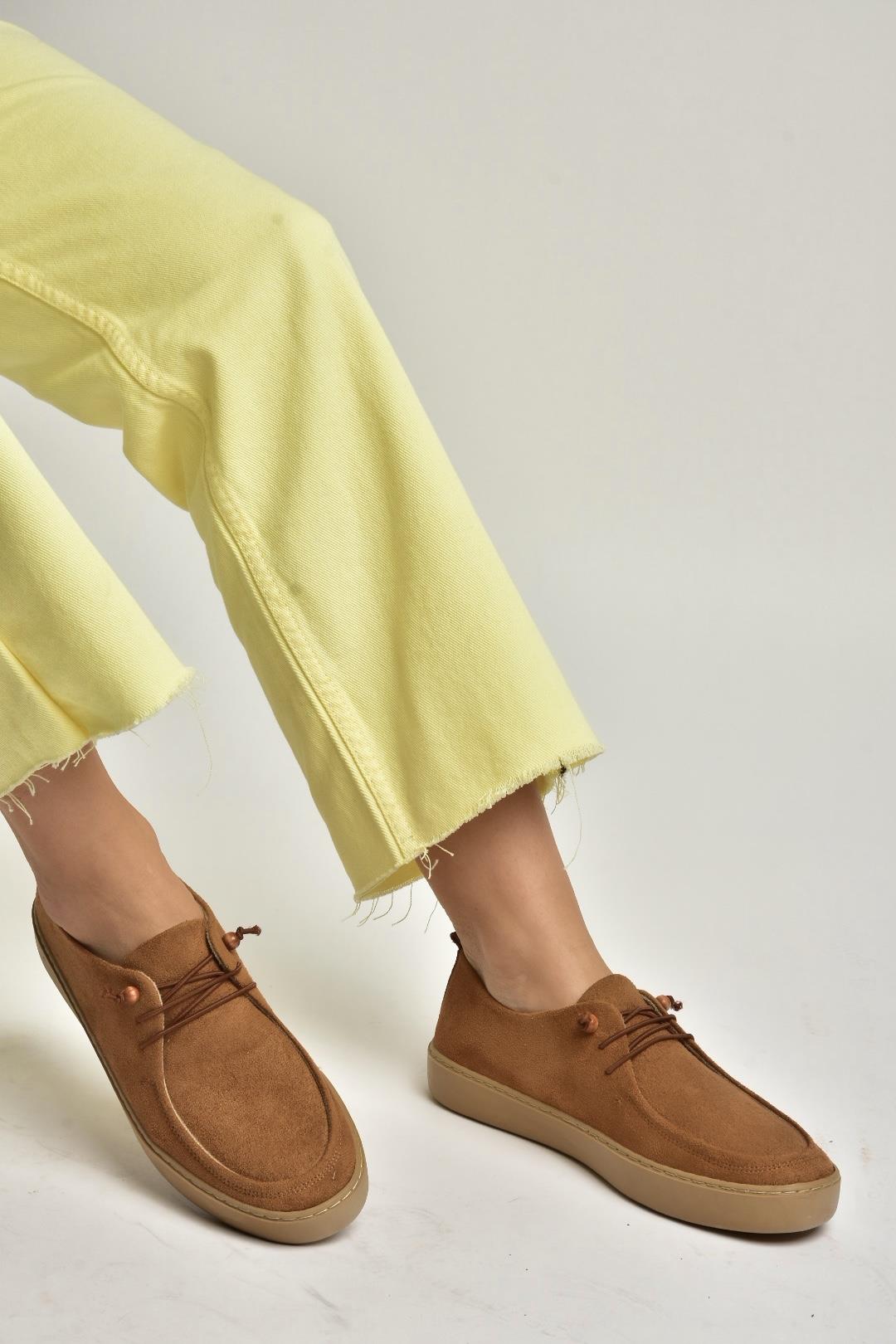 Y602170902 Taba Süet Bağcıklı Casual Ayakkabı
