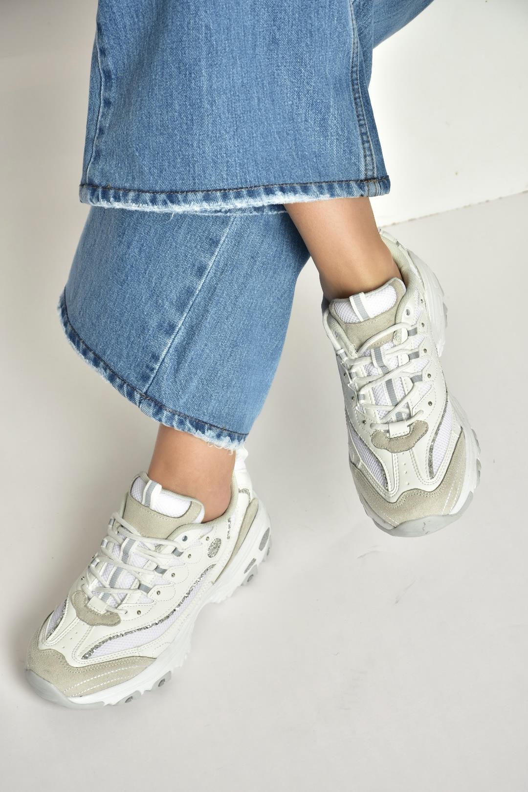 Y702038709 Beyaz Kalın Tabanlı Spor Ayakkabı Sneakers