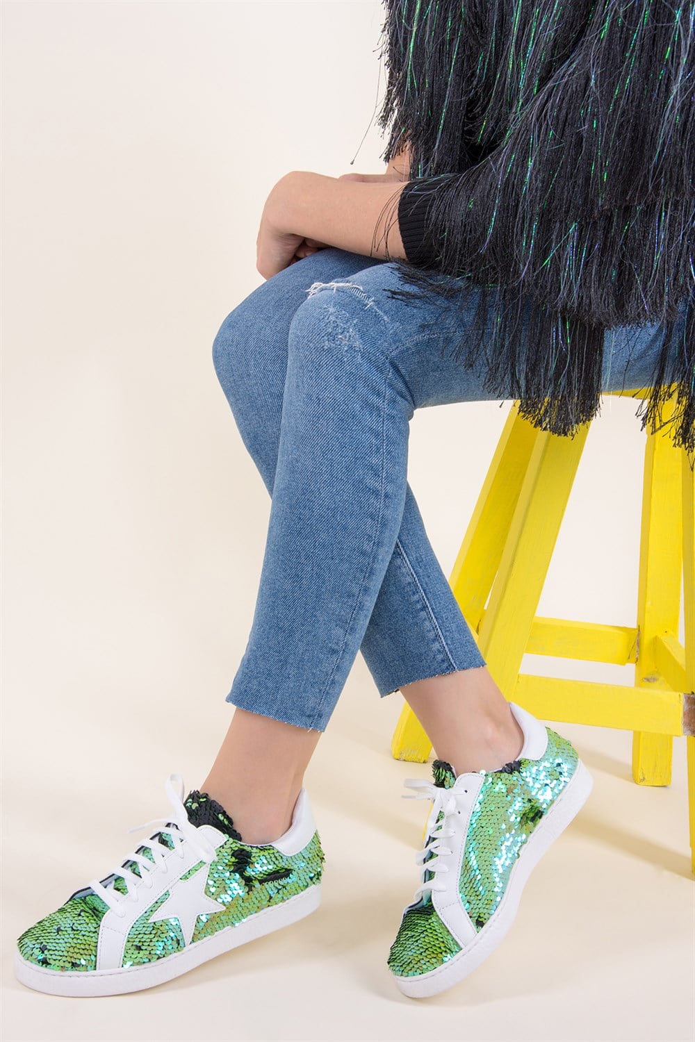 Yeşil/Beyaz Kadın Sneakers F615673040