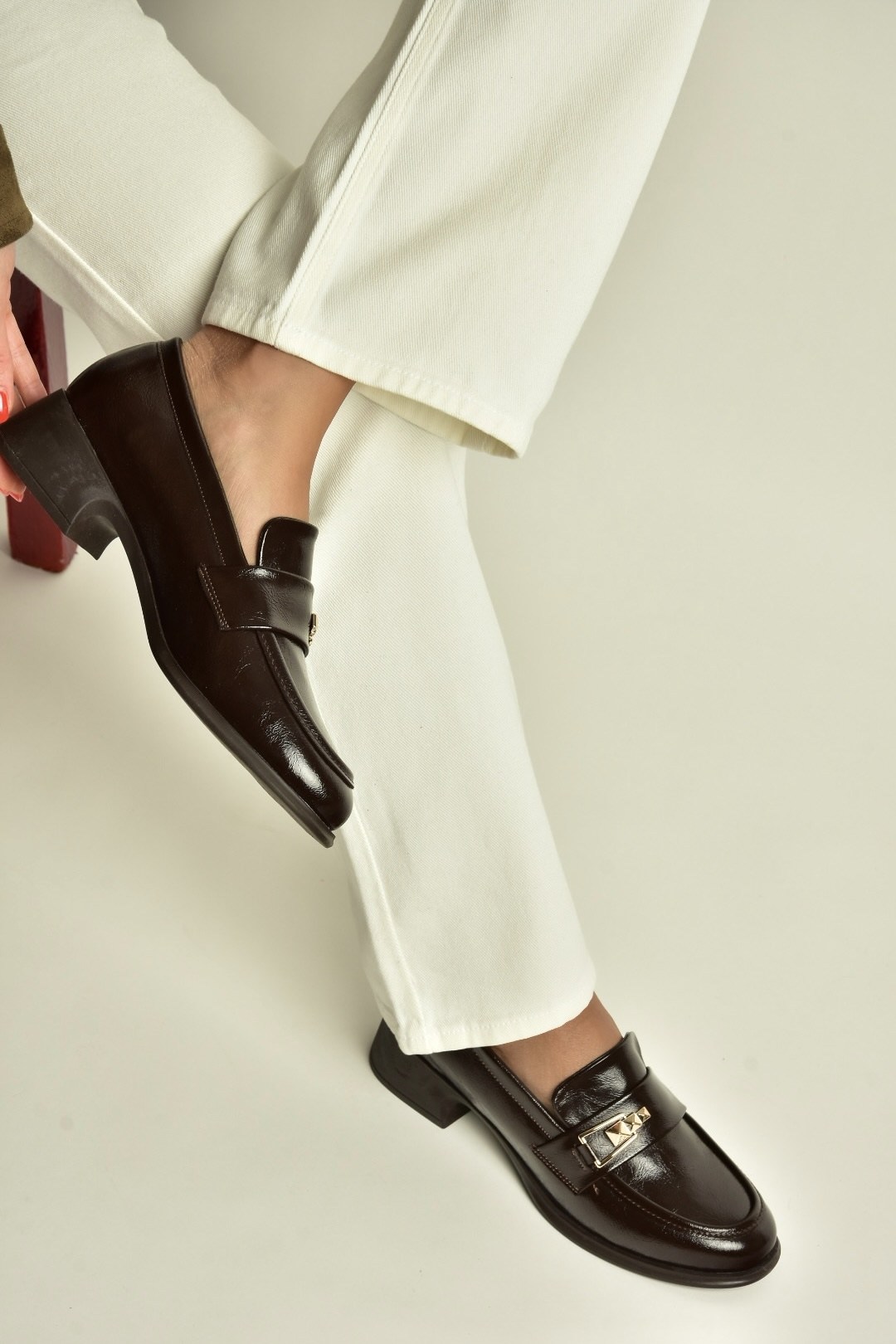 Z820106460 Kahverengi Rustik Kalın Topuklu Loafer Ayakkabı
