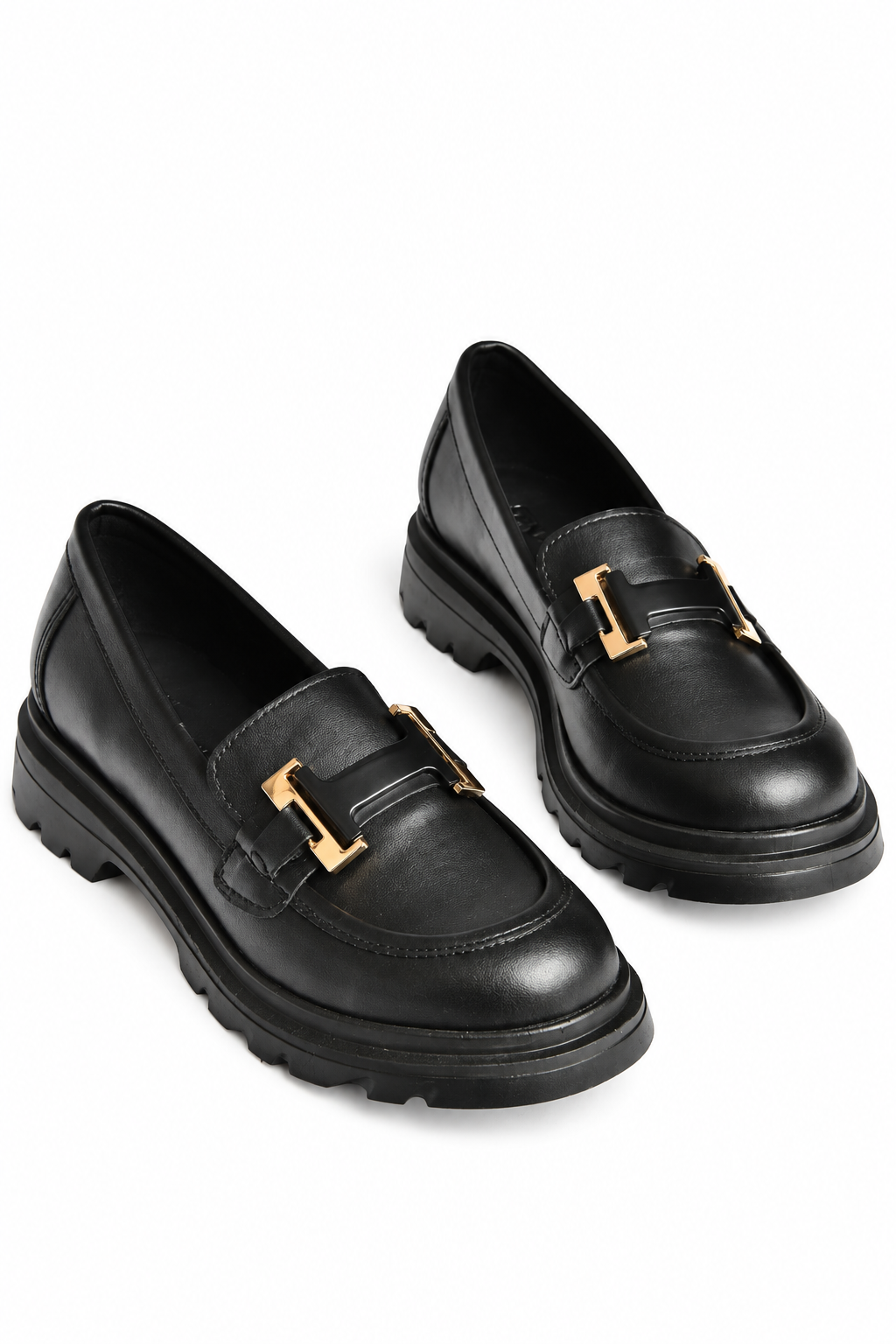 Z881862109 Siyah Kalın Tabanlı Tokalı Loafer