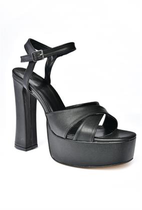 P404560109 Siyah Platform Topuklu Kadın Abiye Ayakkabı