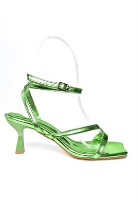 P518543359 Yeşil Metalik İnce Topuklu Kadın Ayakkabı