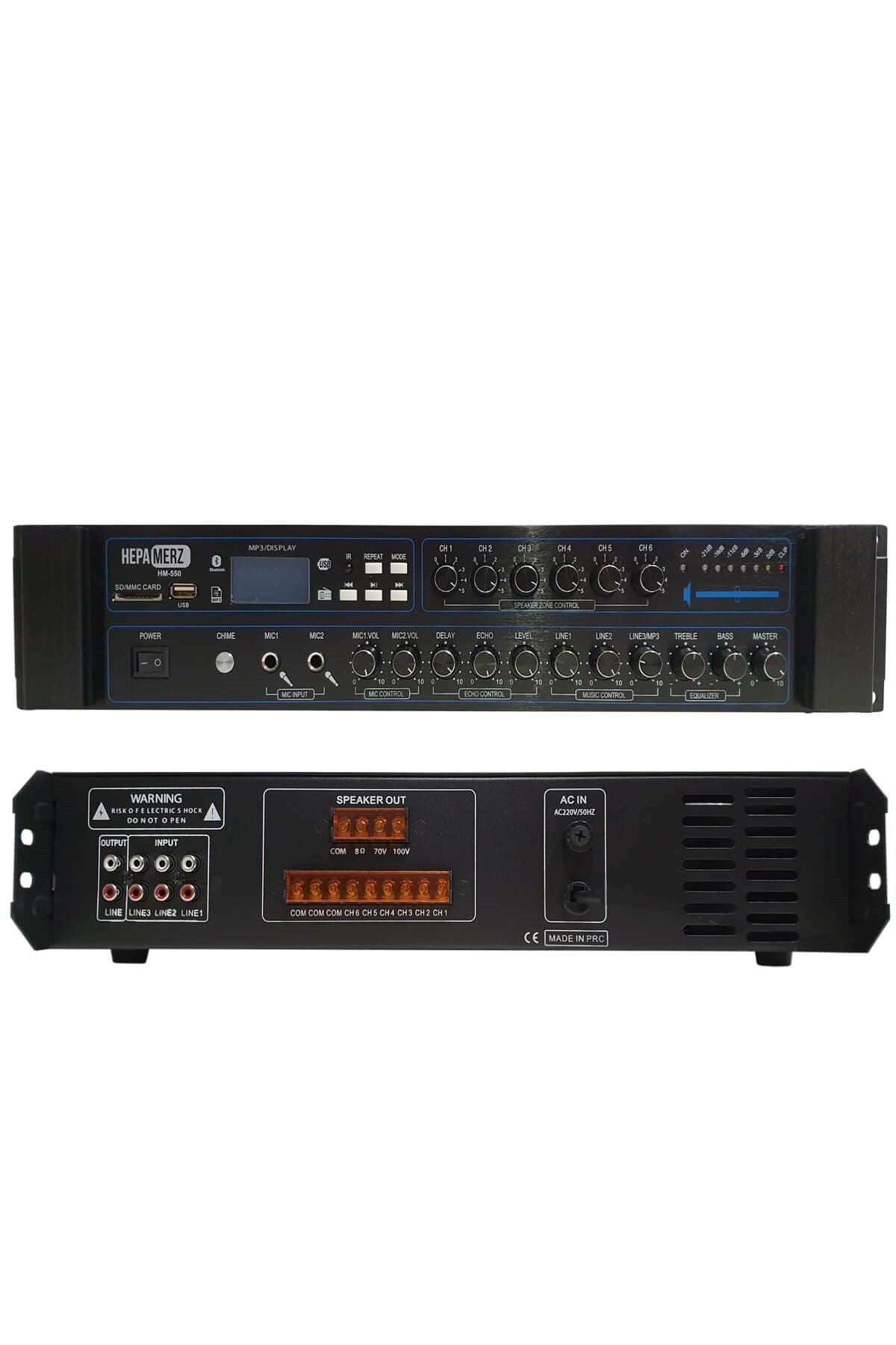 Hepa Merz HM550 - 6 Bölgeli Anfi 550 Watt 6 Zone Mikser Amfi Usb Bluetooth
