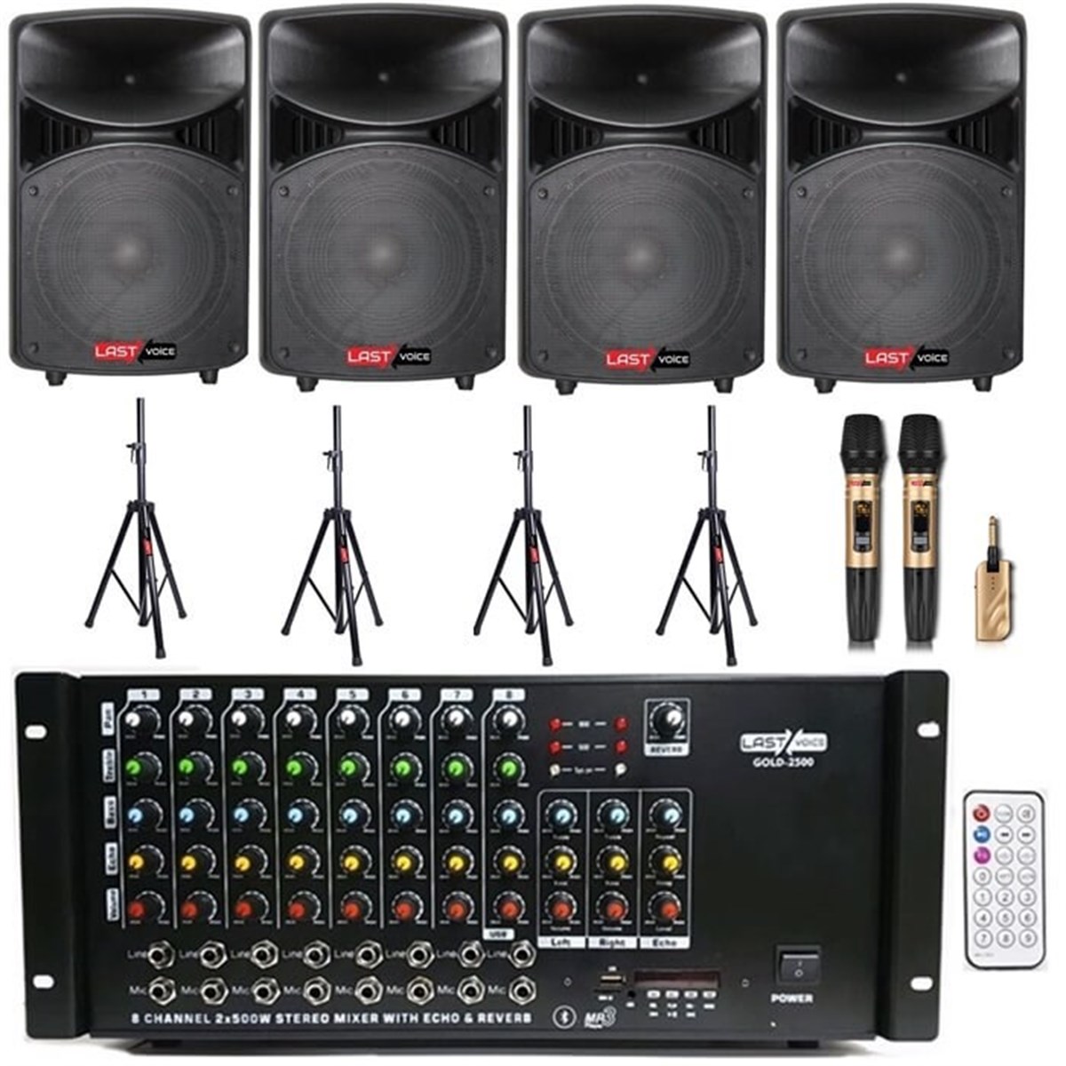 Lastvoice School Paket-4 Okul Tören Ses Sistemi Full Set (Hoparlör Anfi Mikrofon Stand)