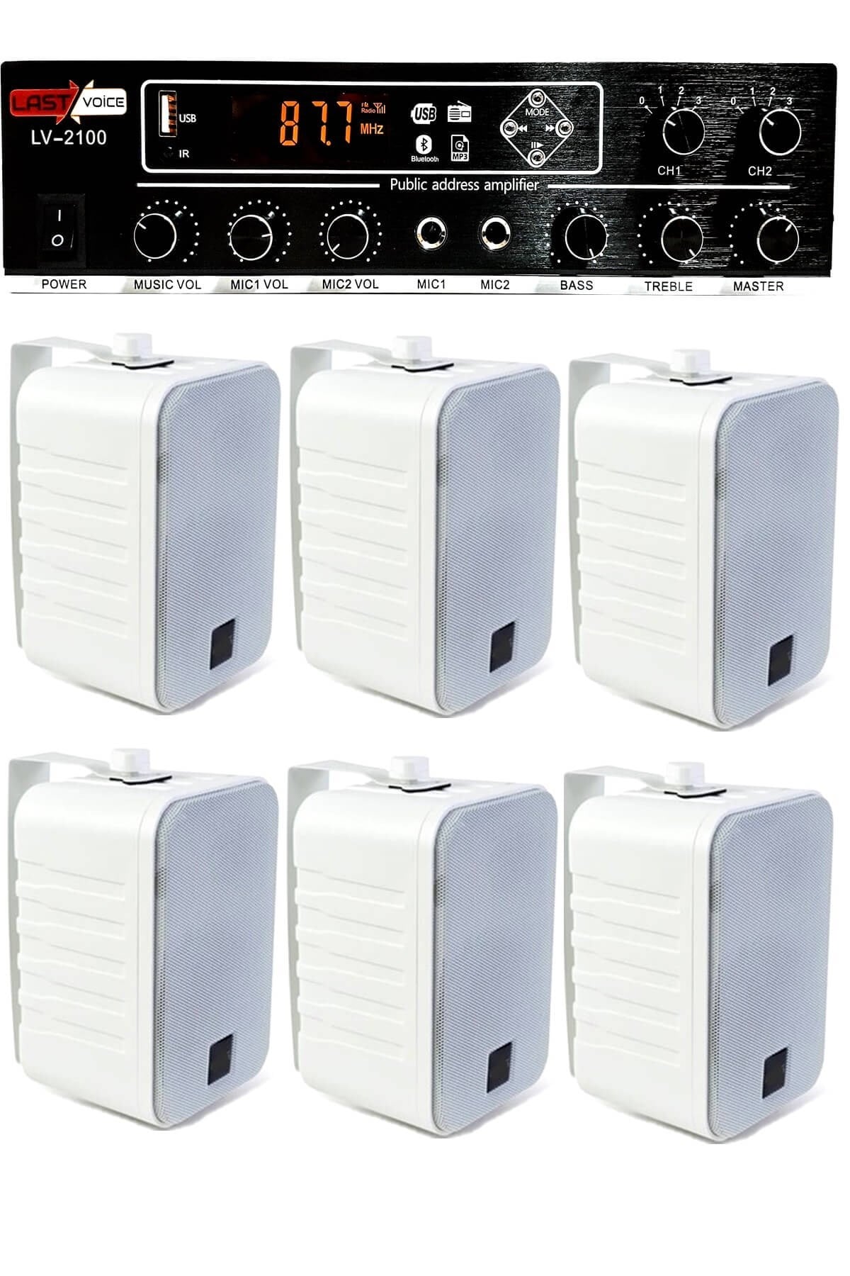 Lastvoice Soft Paket-4 Hoparlör Anfi Mikrofon Mağaza Ses Sistemi