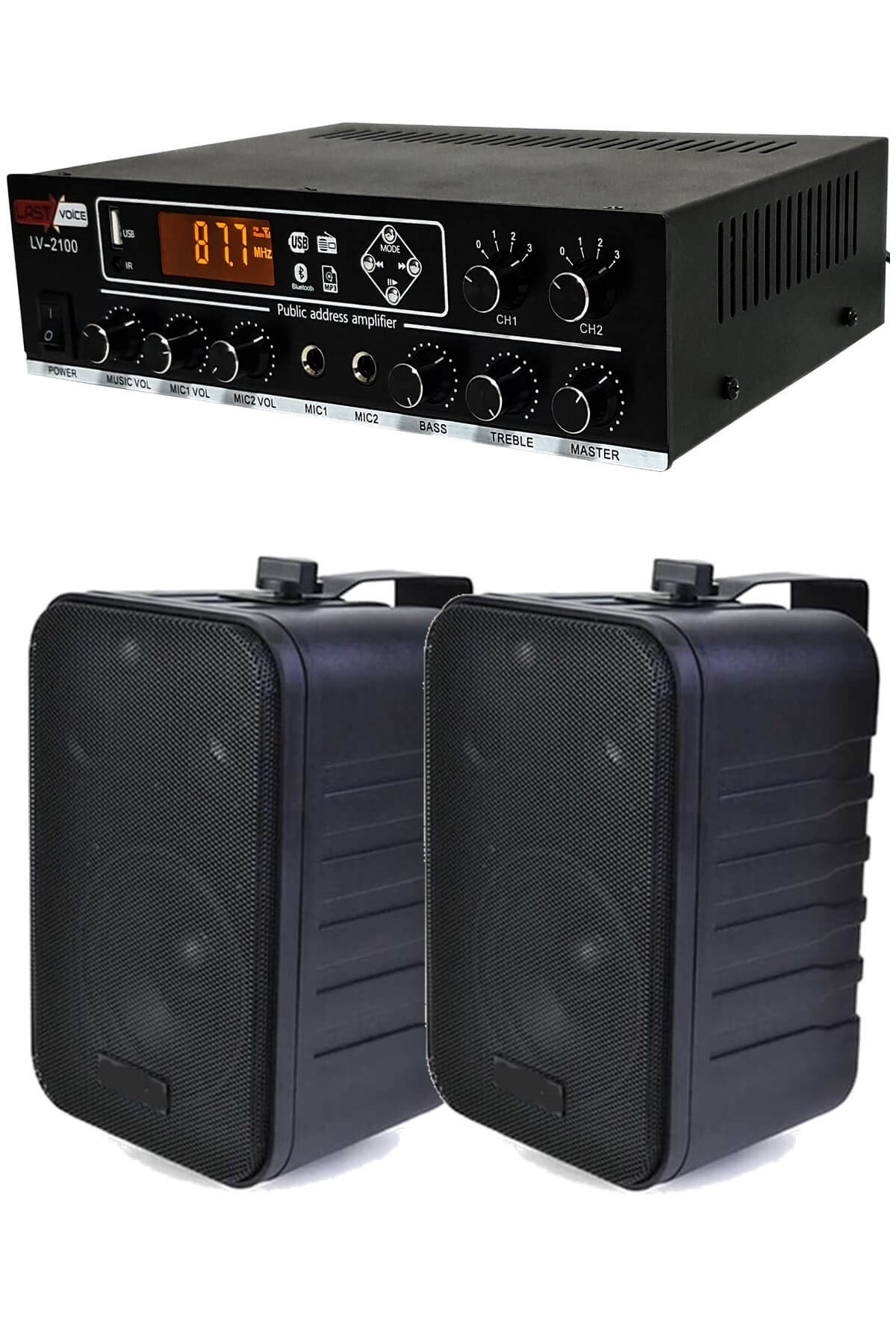 Lastvoice Black Soft Paket-1 Hoparlör Anfi Mikrofon Mağaza Ses Sistemi Seti