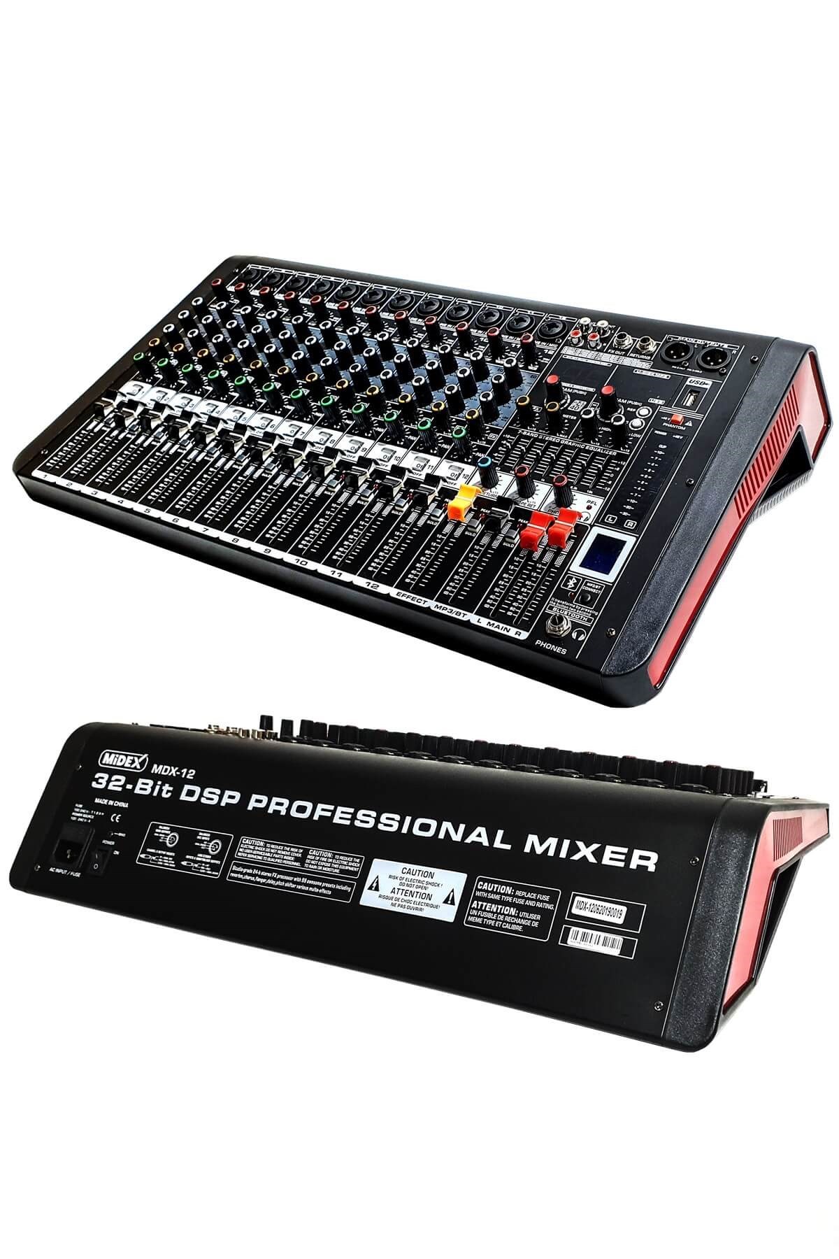 Midex MDX-12 12 Kanal Ses Mikseri Multi Efekt Bluetooth EQ Usb